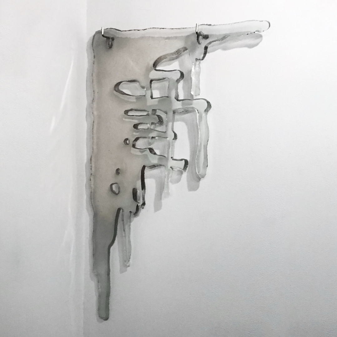 Gravitation shift, to the bottom and to the right - Resin, 85 x 51 cm 1 cm depth, 2023