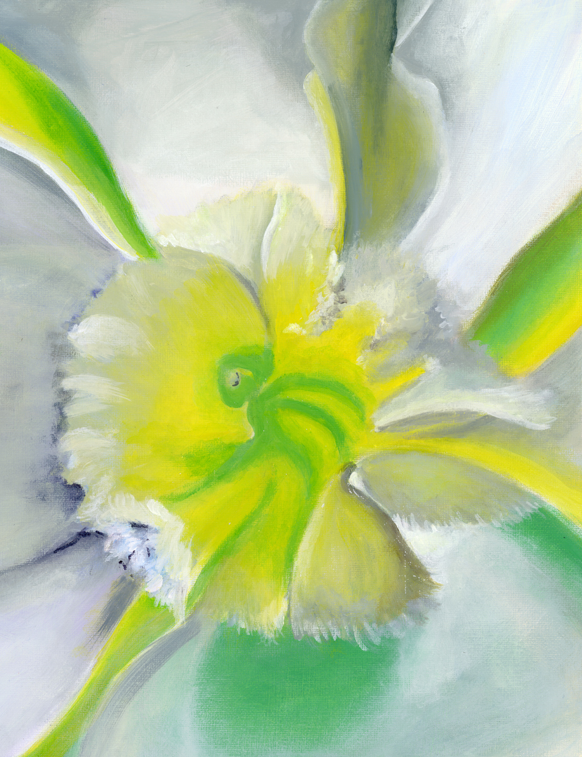 Master Study No. 20. 2021. Acrylic. Canvas on Panel. 11x14” (Georgia O’Keeffe. An Orchid. 1941.)
