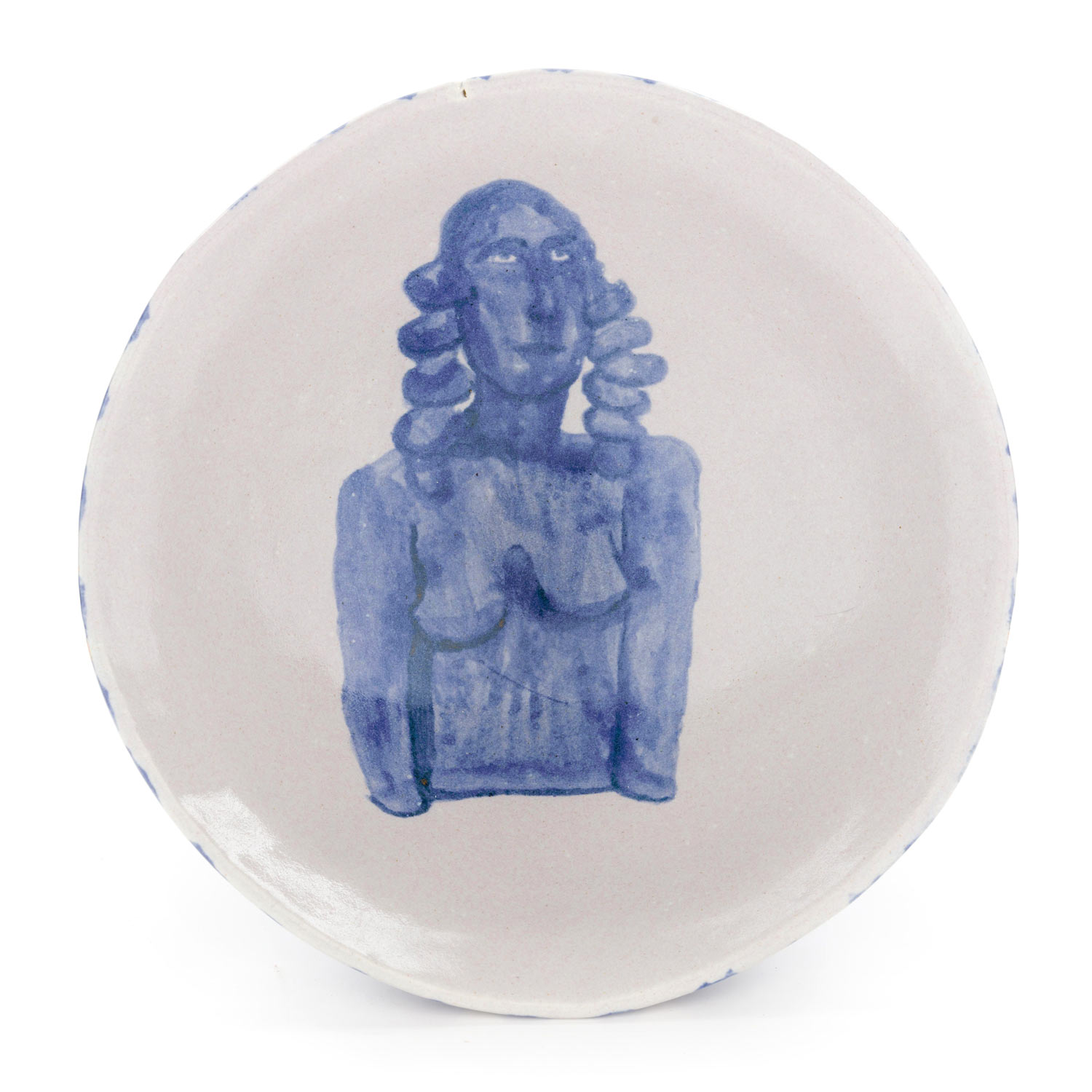 From Blue creatures on a light ground (figure with curled hair), 17.11.2020Glazed ceramic stoneware9.5 x 26cm