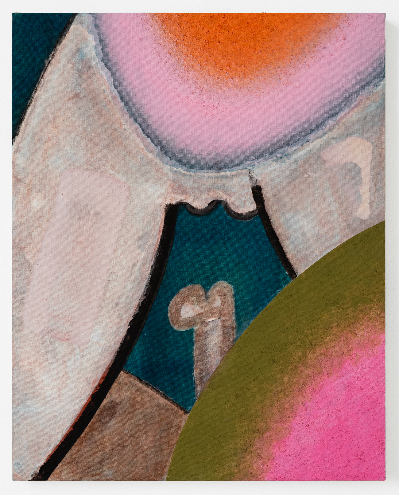 First Meeting, 2024 Acrylic, pigment and aquarellable pencil on linen50 x 40 cm