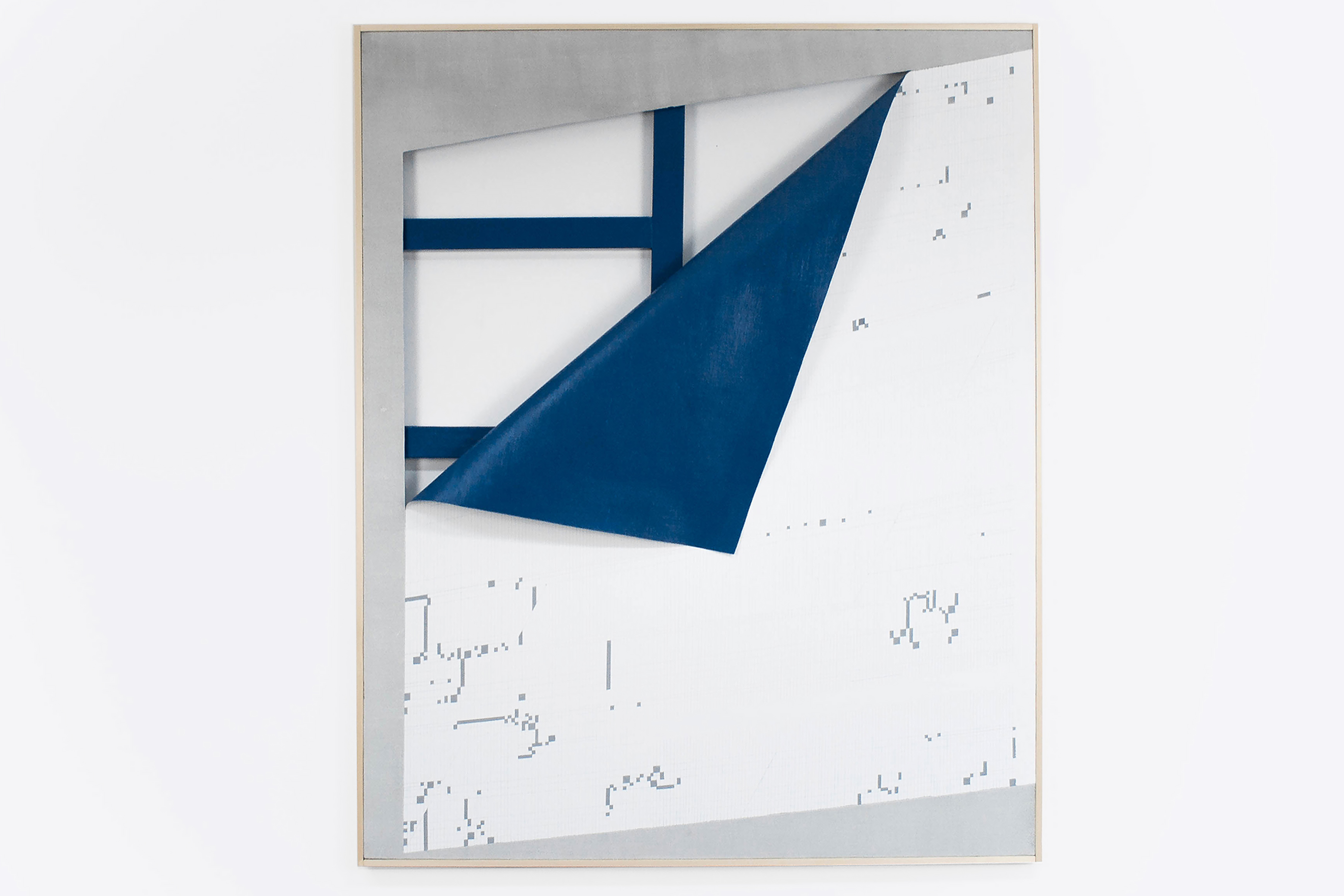 Alicja Gaskon, Blue Triangle, enamel on canvas, wood, 120x100x2 cm (47x40x1 in.), 2014