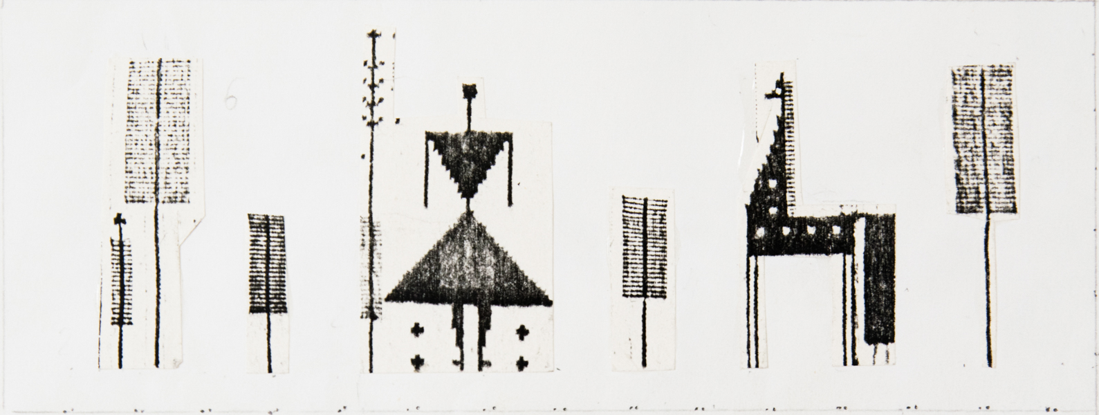 Design for handmade carpet. Collage. Xerox copy on cardboard. 1980's