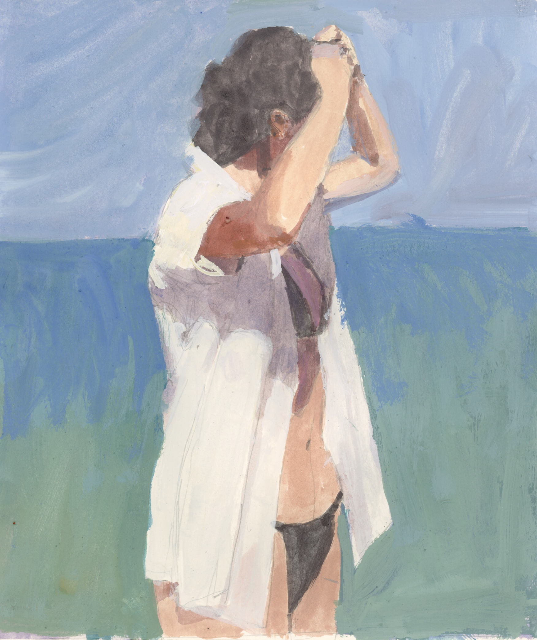 Beach Gouache #1, Gouache on paper, 8.7"x10", 2023