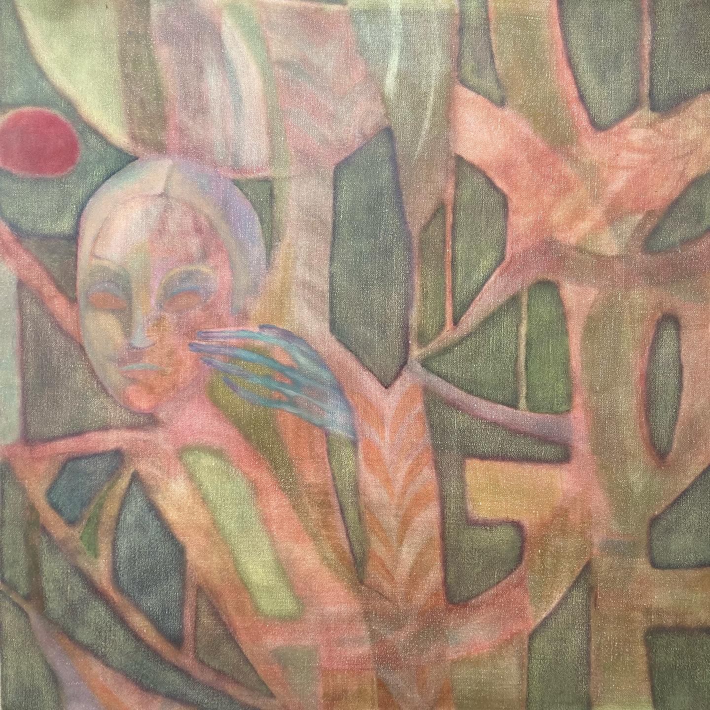 Under a red moon, oil on linen, 40cm x 40cm, 2023