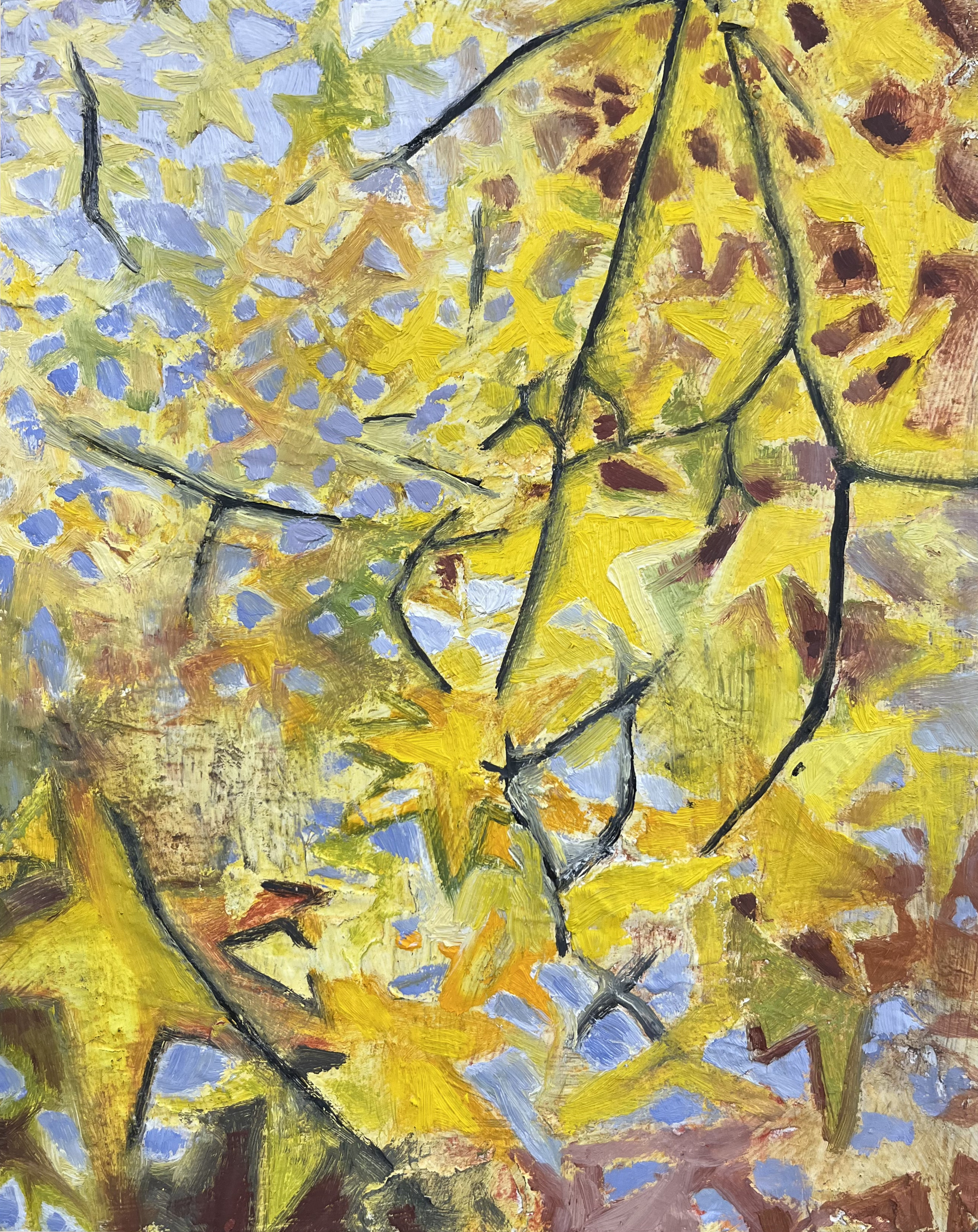 sweetgum crossing against the light | 10 x 8 inches | oil and wax on panel