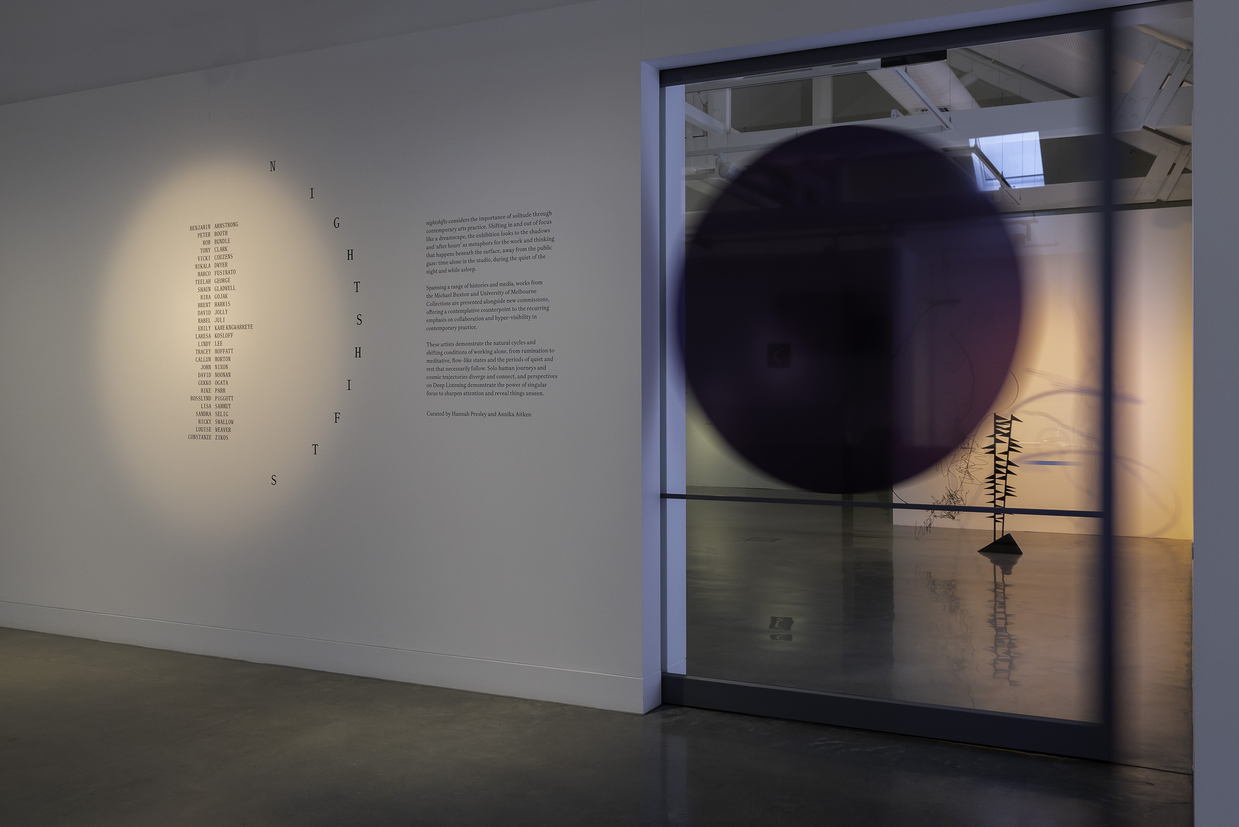 Exhibition identity for ‘nightshifts’, Buxton Contemporary, 2023. 