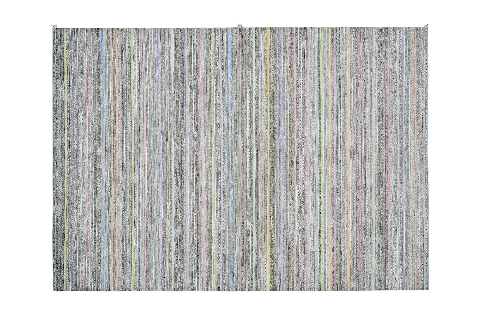 ’Cortina de Fumaça’, 2024. Colour pencil on paper. 40 x 60 cm