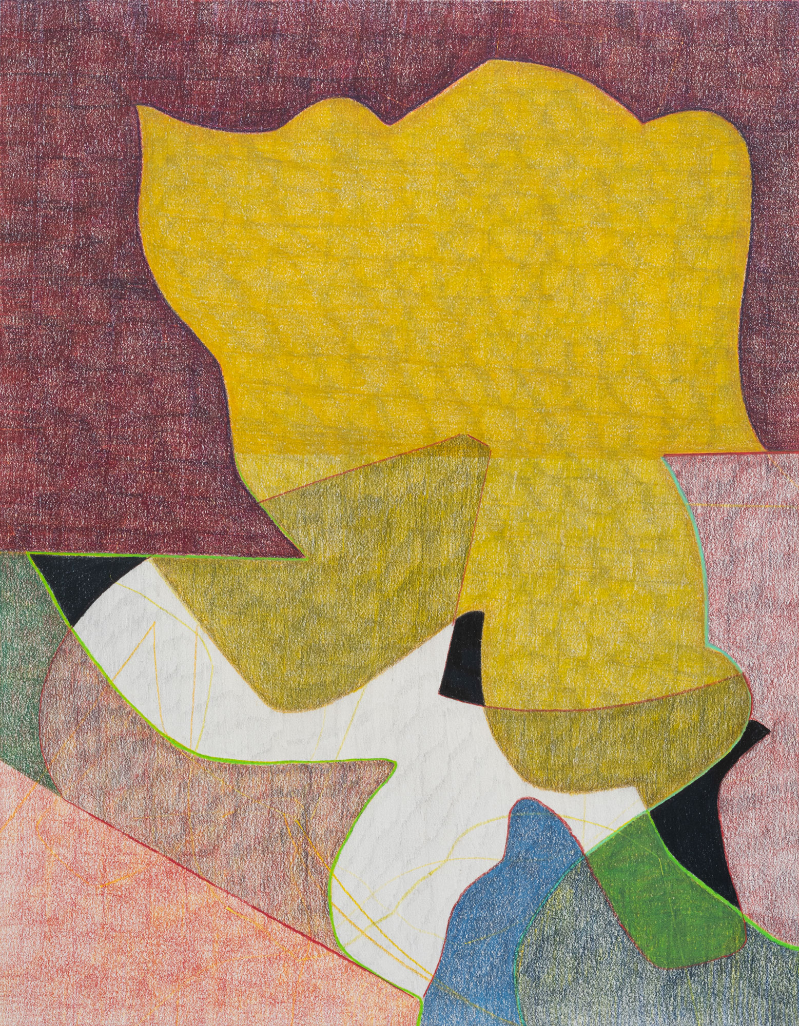 Untitled, 2025, colored pencil and graphite on paper, 14 × 11".