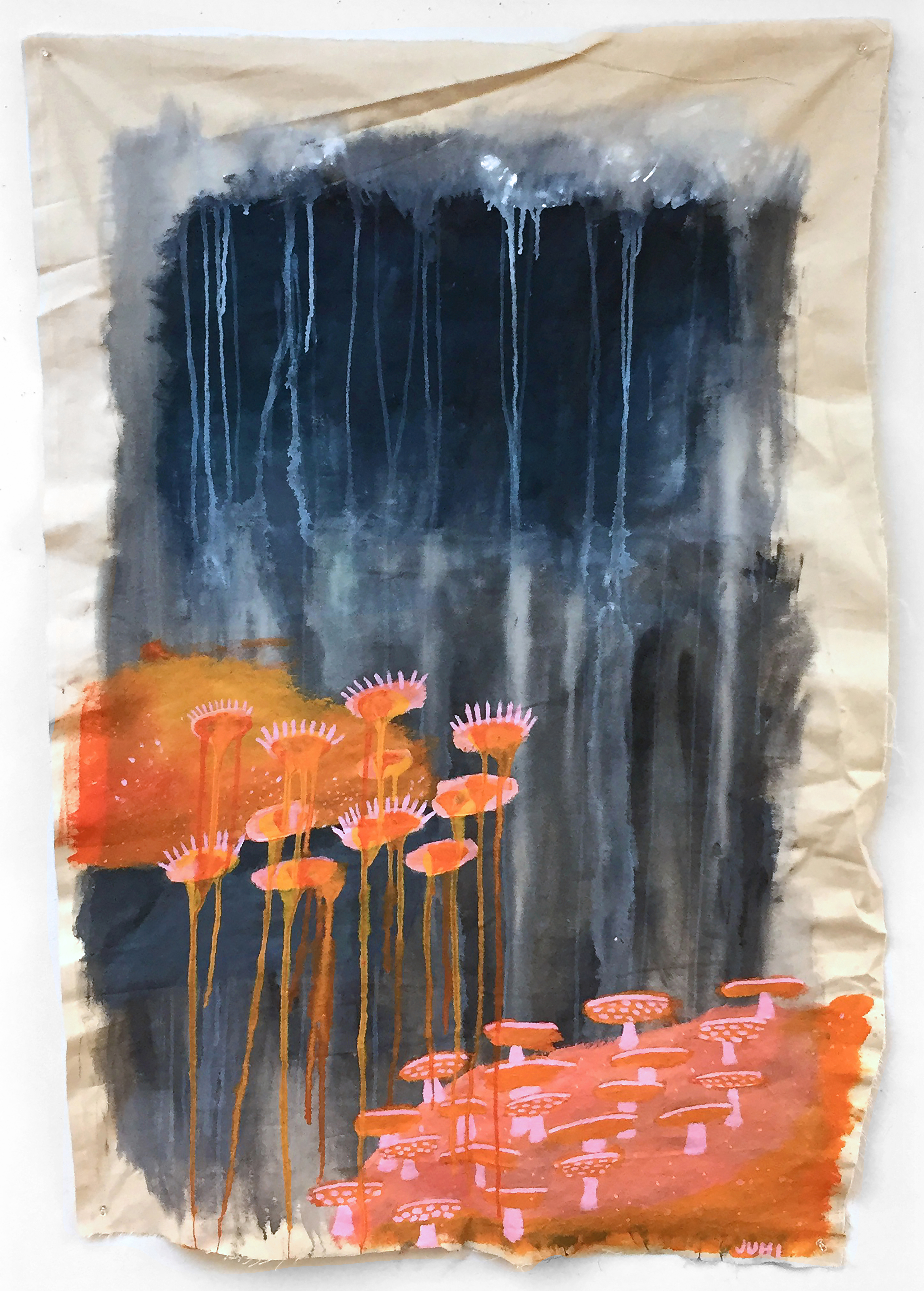 mushroom ℳondays, 2018, acrylic on canvas, 4’x5’