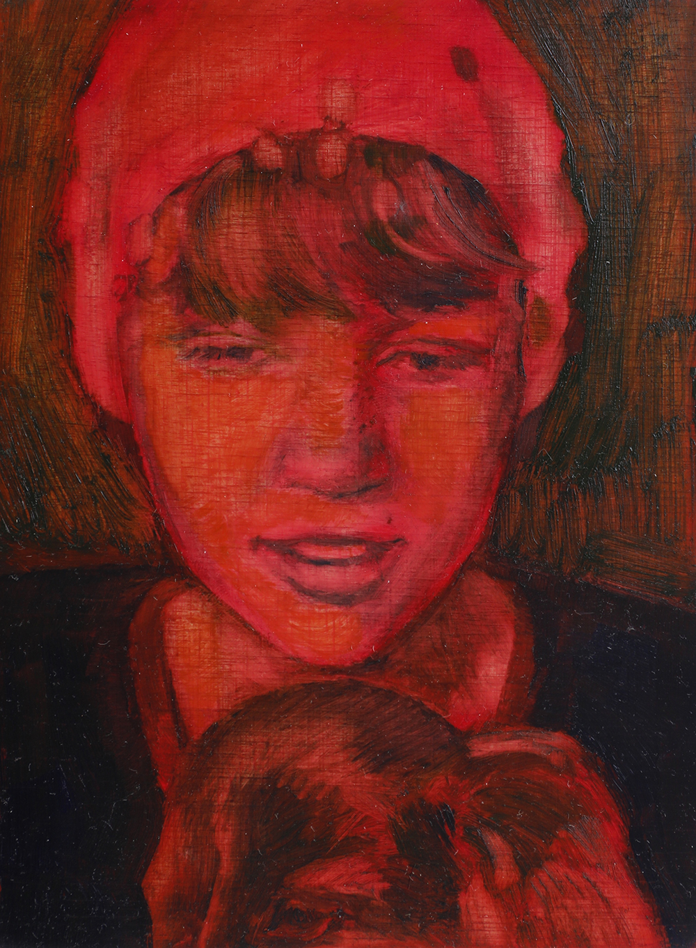 En tax I famnen / 2023 / 12 x 16 cm / oil on wood 
