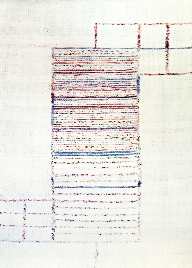 Handwoven wool rug. Serial production. 1980's