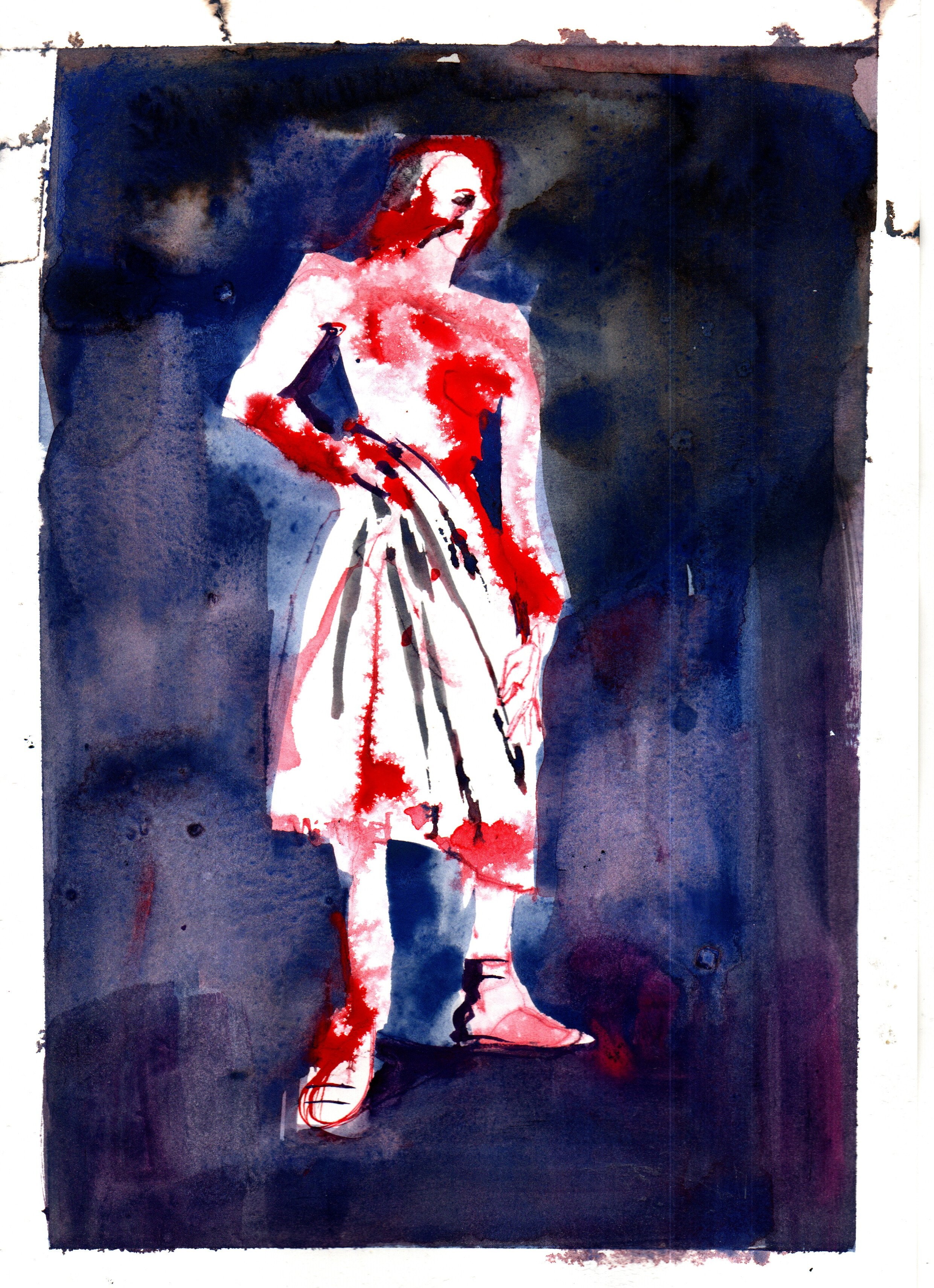 Josie Deighton, Elisa '44, watercolour on paper, 25 x 20cm, 2025, £50