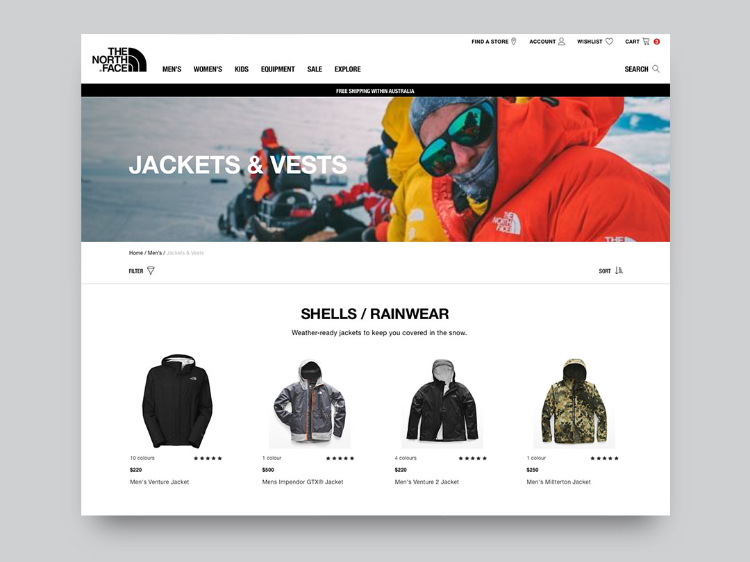 the north face e commerce