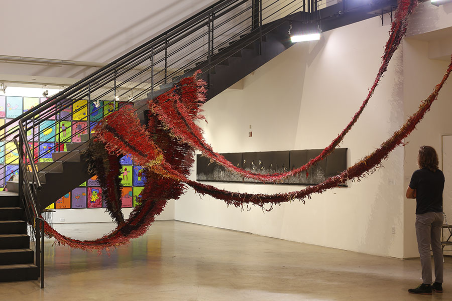  Installation View, San Diego Art Institute, bamboo, acrylic, flocking, dimensions variable, 2017