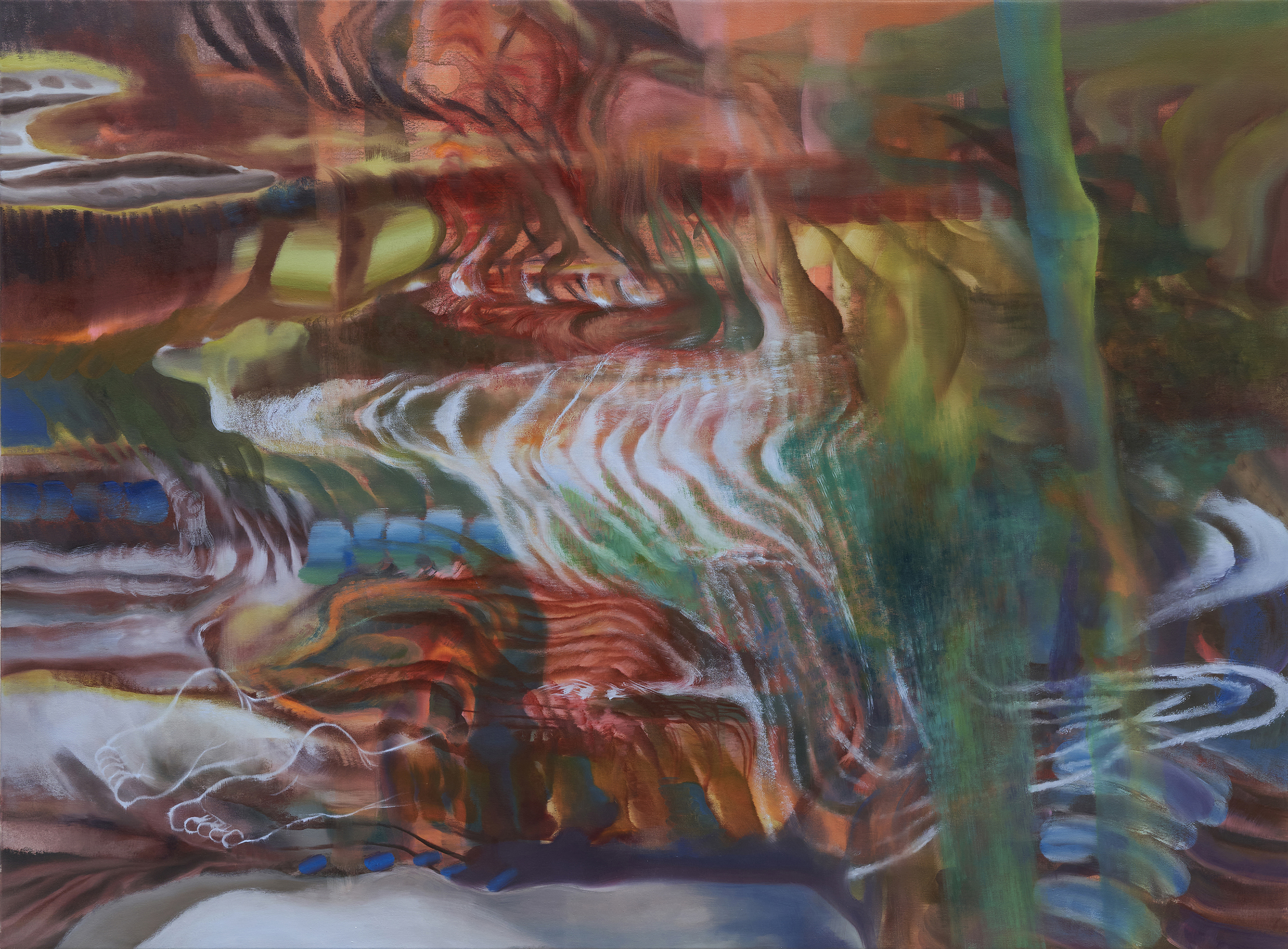 Chromatic Pulse, 2025, oil on canvas, 40 &times; 54 IN