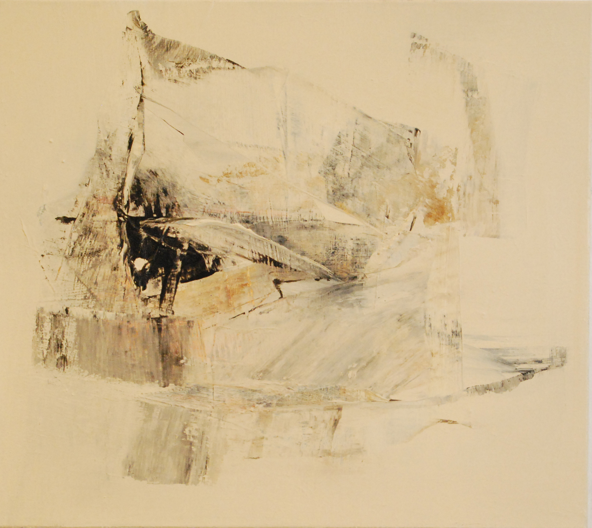 Piemont II – 2011, Tusche und Acryl auf Leinwand, 75 x 85 cm