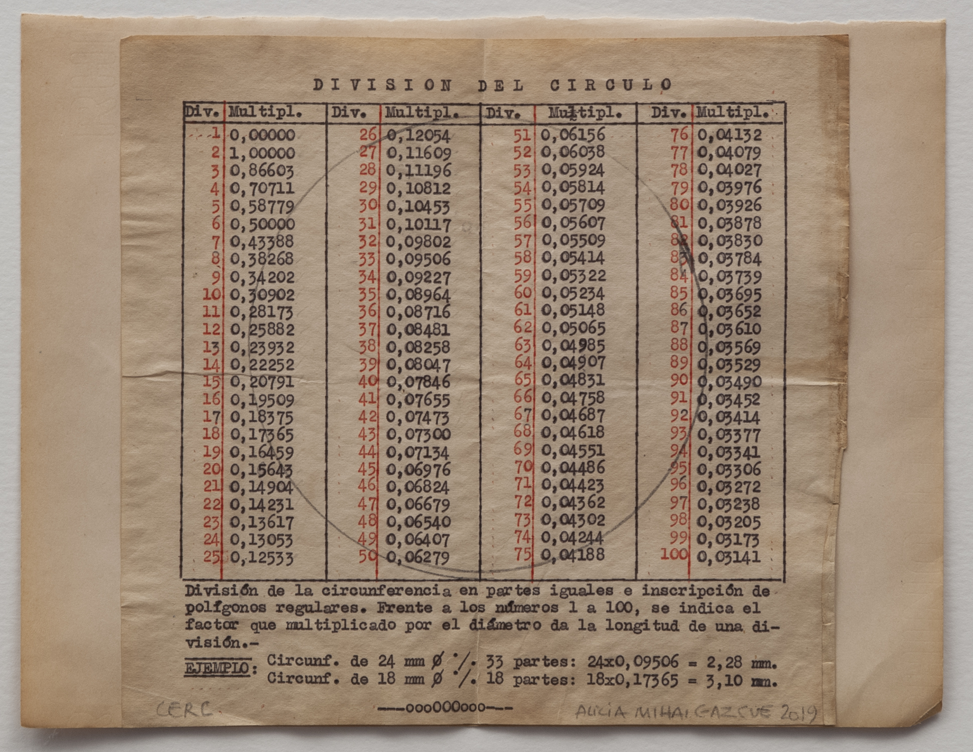 Cerc, 2019 Graphite on typed paper, 6" x 6.75"