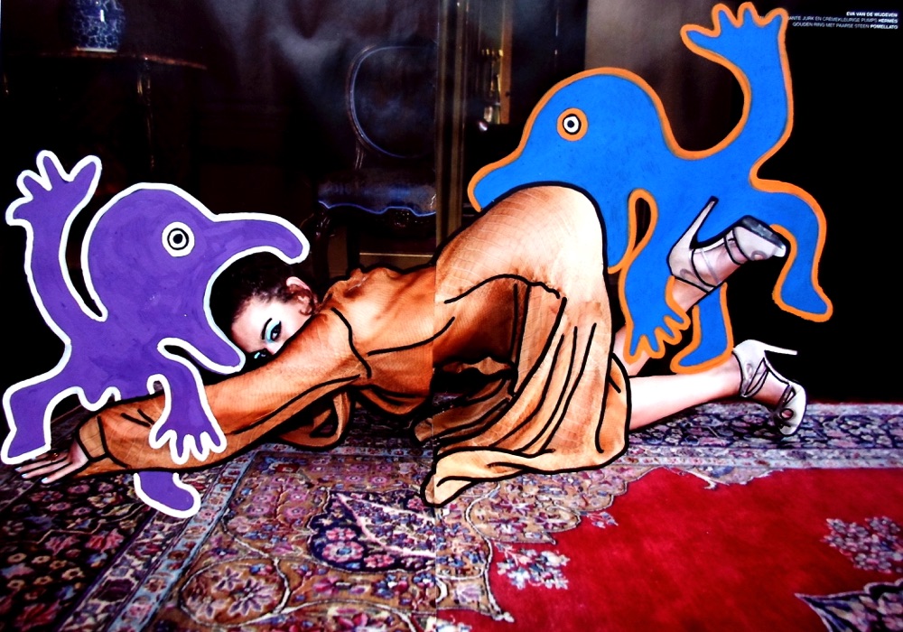 Elle, acrylic on magazine paper, A3