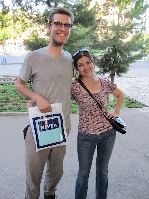 Ryan with Nuriya after exchanging money at a children’s toy store, Tashkent