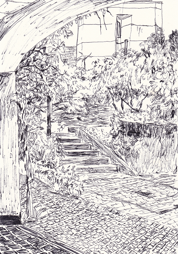 비오는 날의 사생, 2018, pen on paper, 21*14.8(cm)