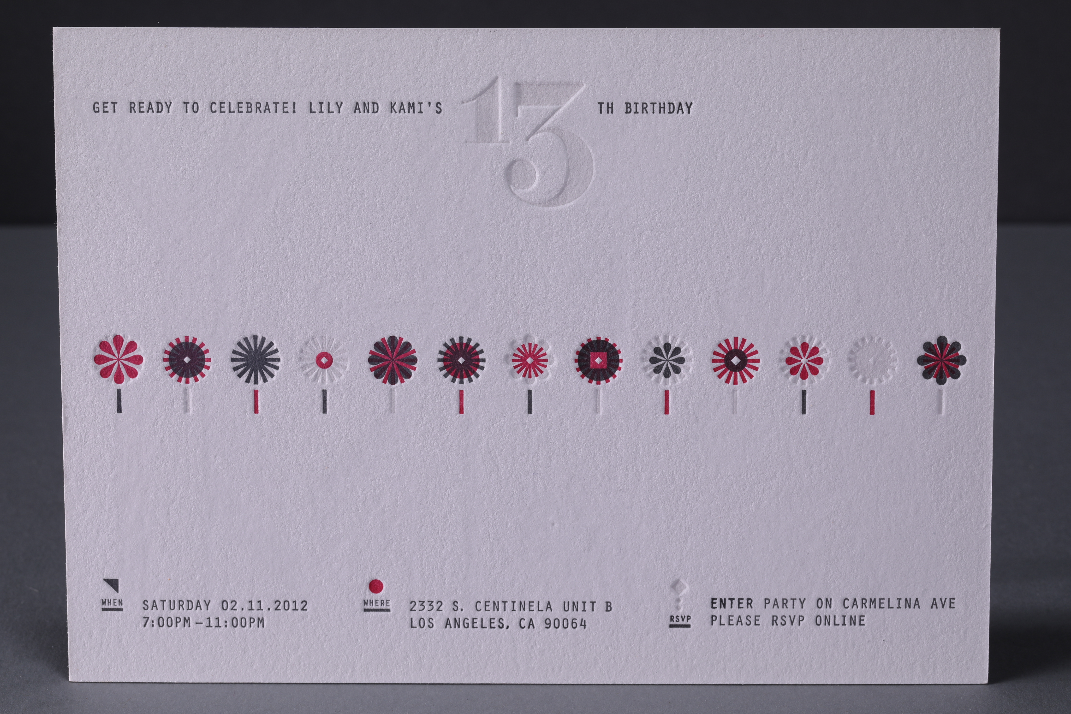 LETTERPRESSLili and Kami birthday invitation