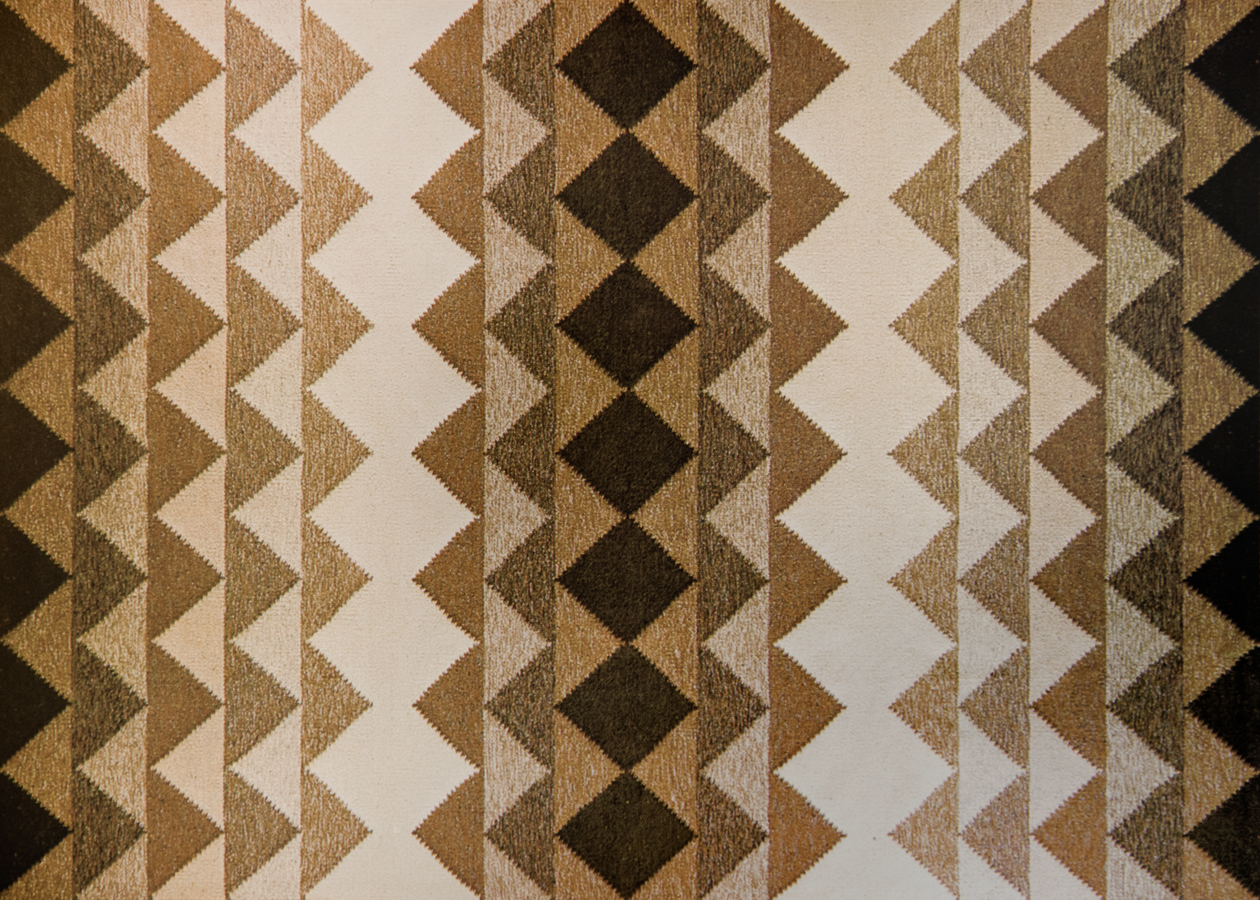 Handwoven wool rug. Serial production. 1980's