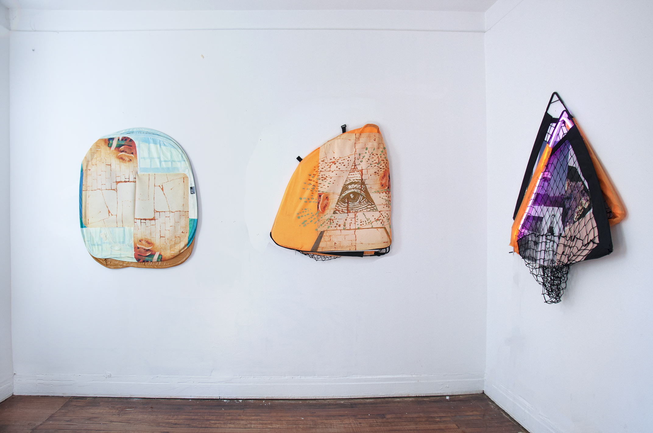 Installation view: "The Bricks", "Run for Your Money", "She Sells Seashells by the Seashore".