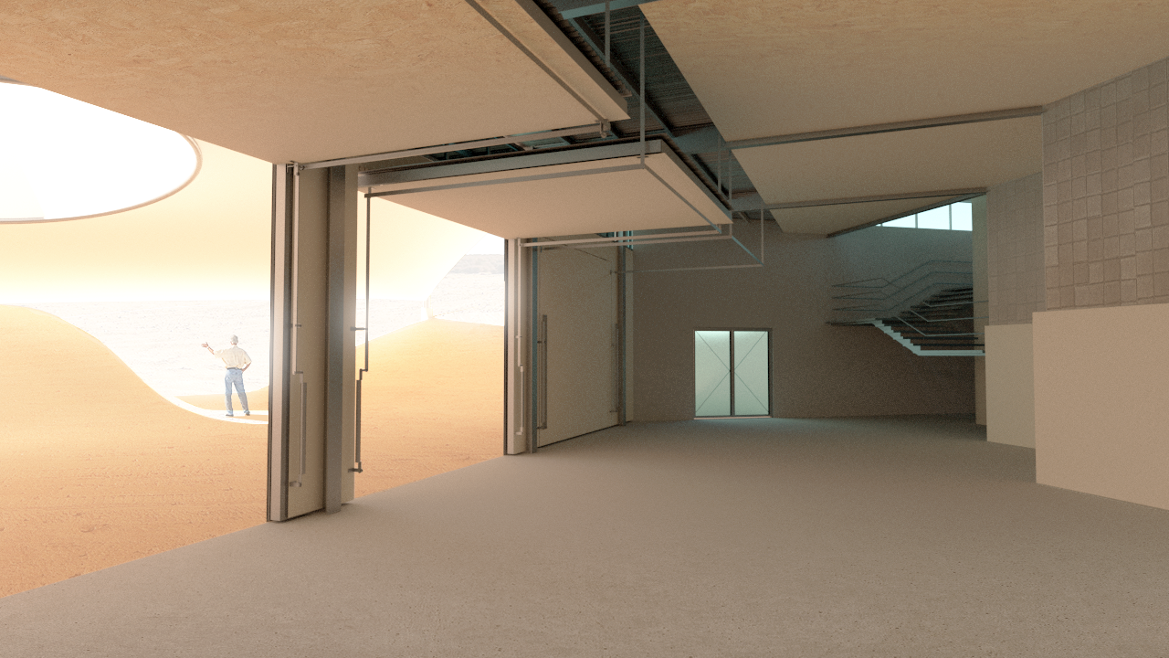 One of two canopies protects the basecamp workshop from the Bisbee sun &mdash; Staging Camp