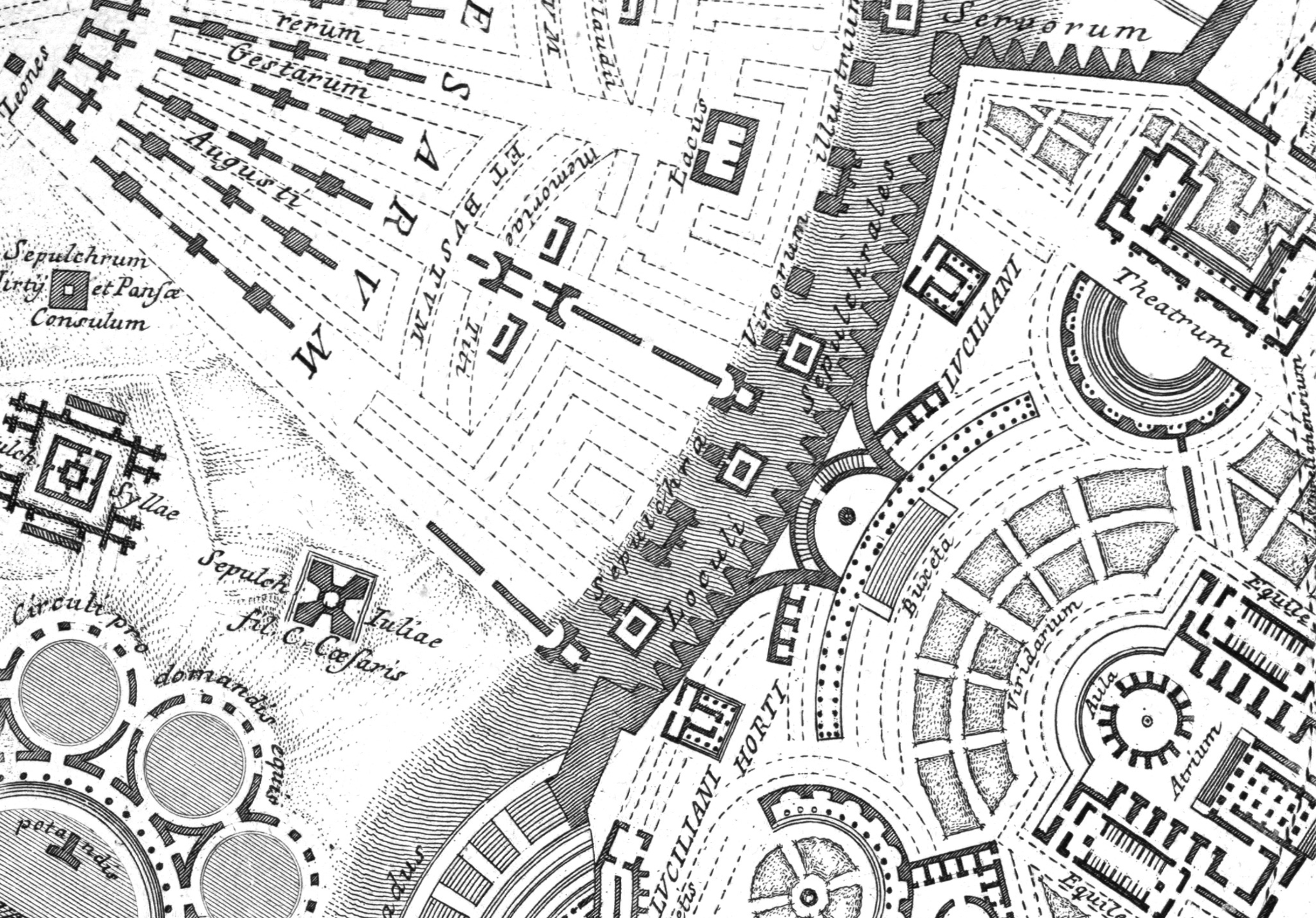 G.B. Piranesi, detail of the Ichnographia Campi Martii, 1762.