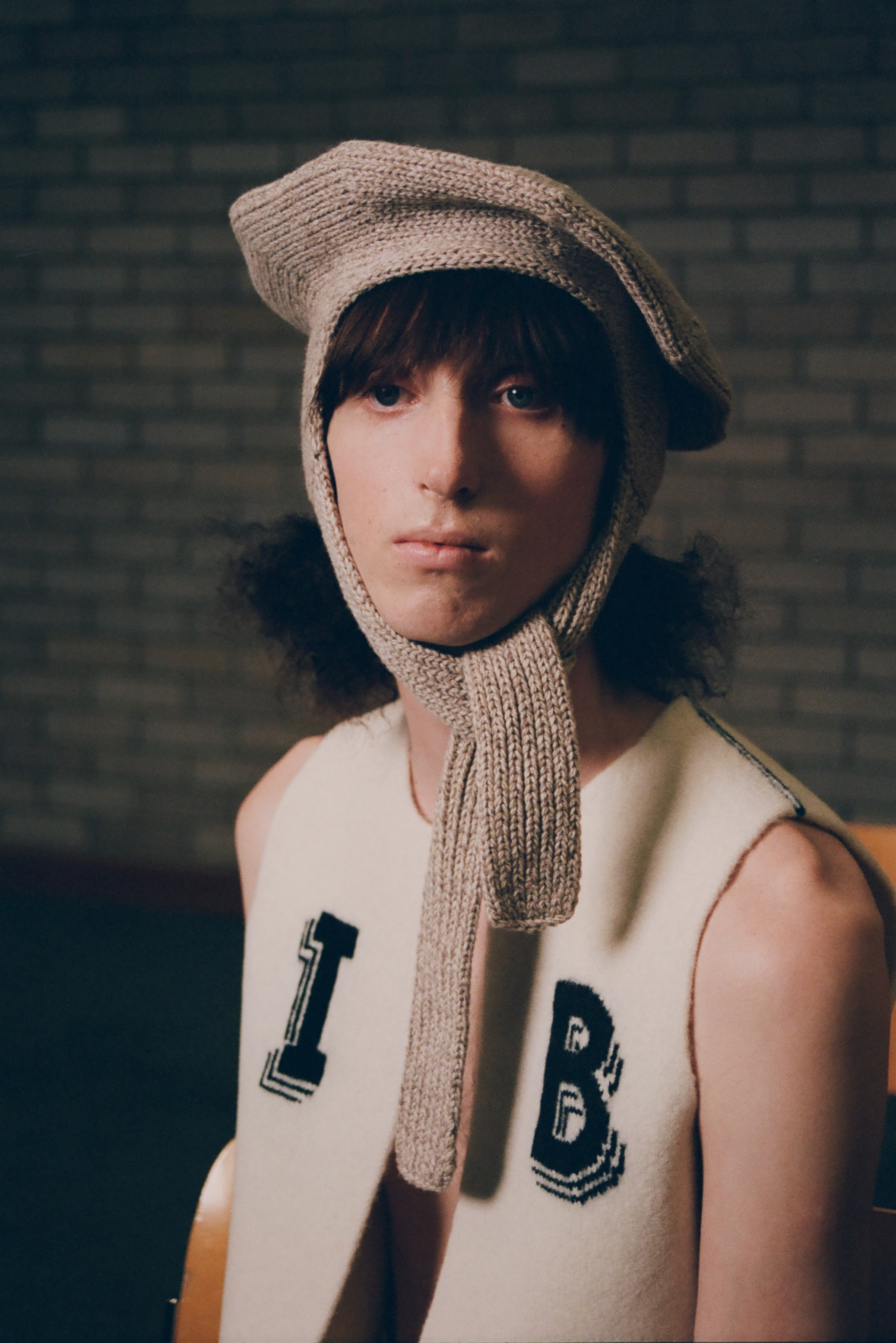 Initials Waistcoat in ecru lambswool. Photography by Emma Dudlyke.