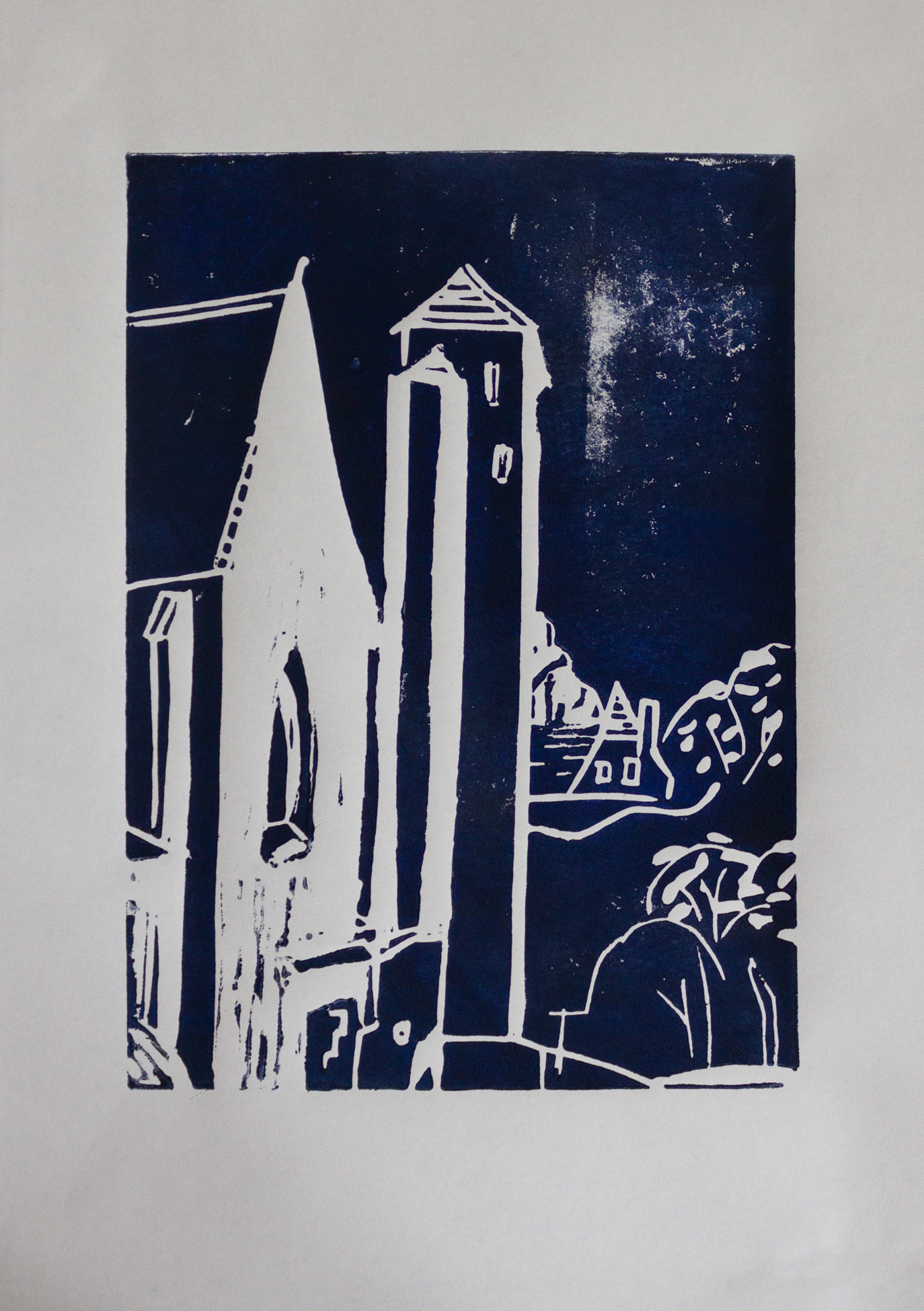 Chapel of St Ursula, linocut 2/20, 2021, 15x21cm 