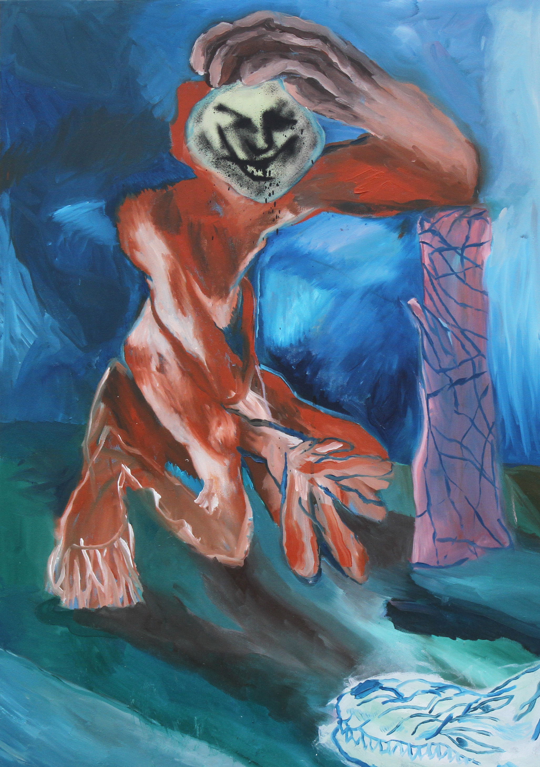 L'Evocazioneoil and spray paint on canvas, 100x70cm, 2017