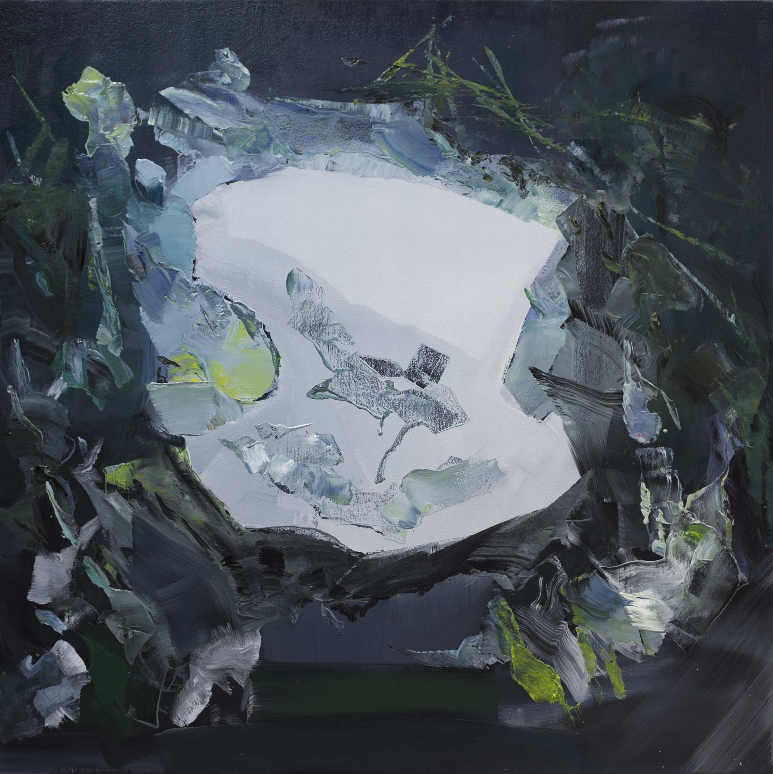 Peel off- 揭, 80x80, oil on canvas, 2016