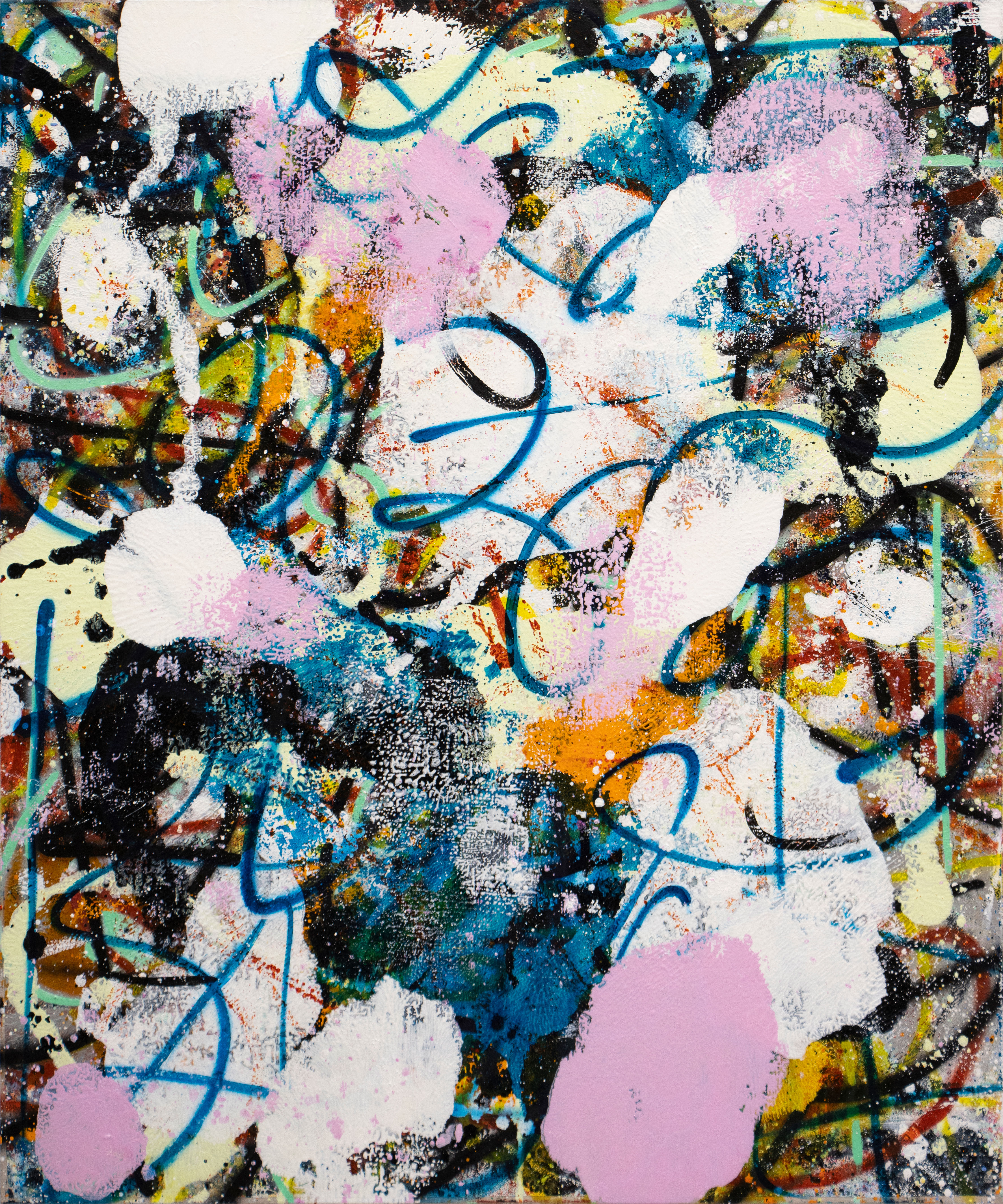 Galaxia #24, 2025. Oil and acrylic spray paint on canvas. 120x100 cm