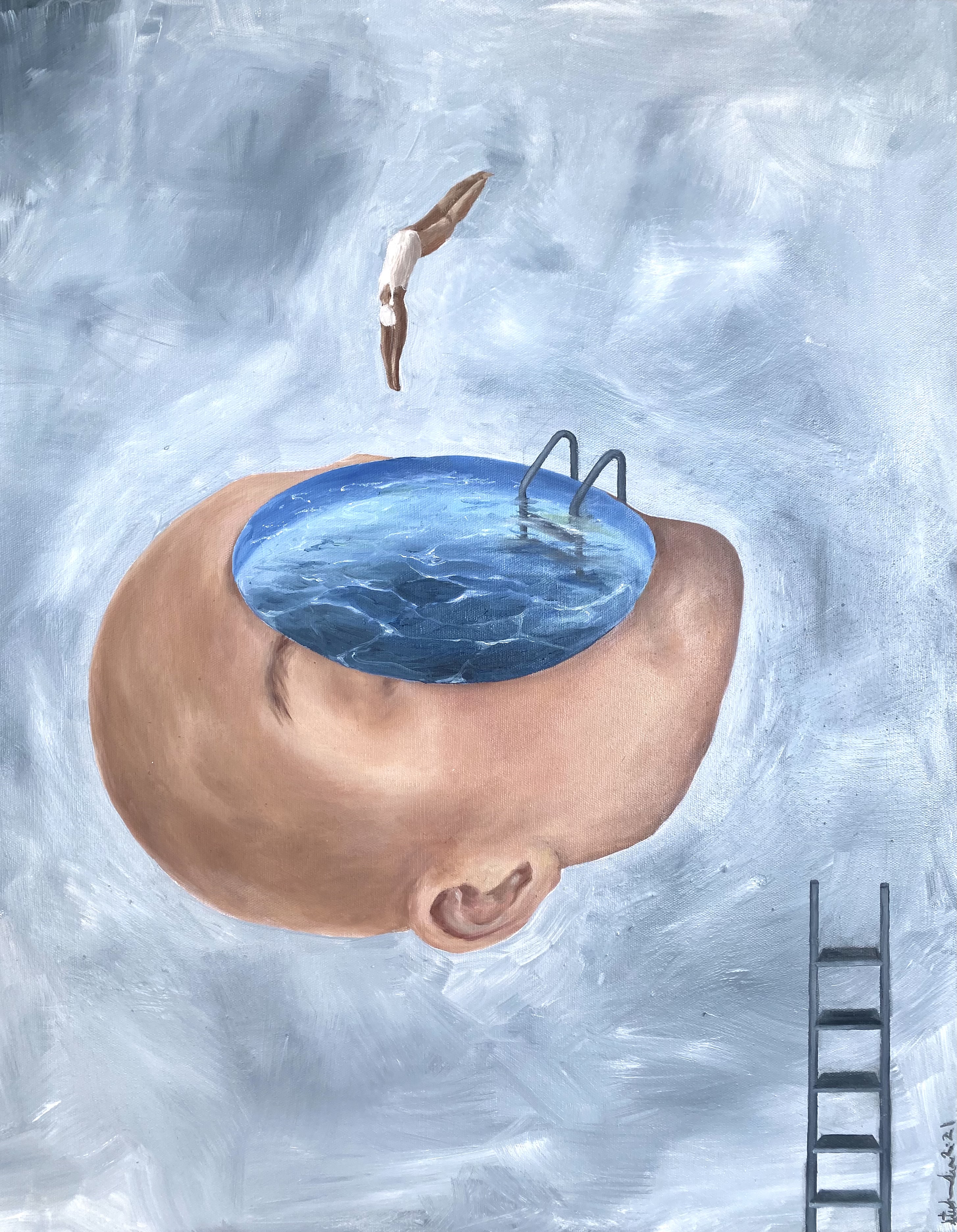 I'm a Pool of Tears...Please, Dive In!, 2021, oil on canvas, 71 x 56 cm