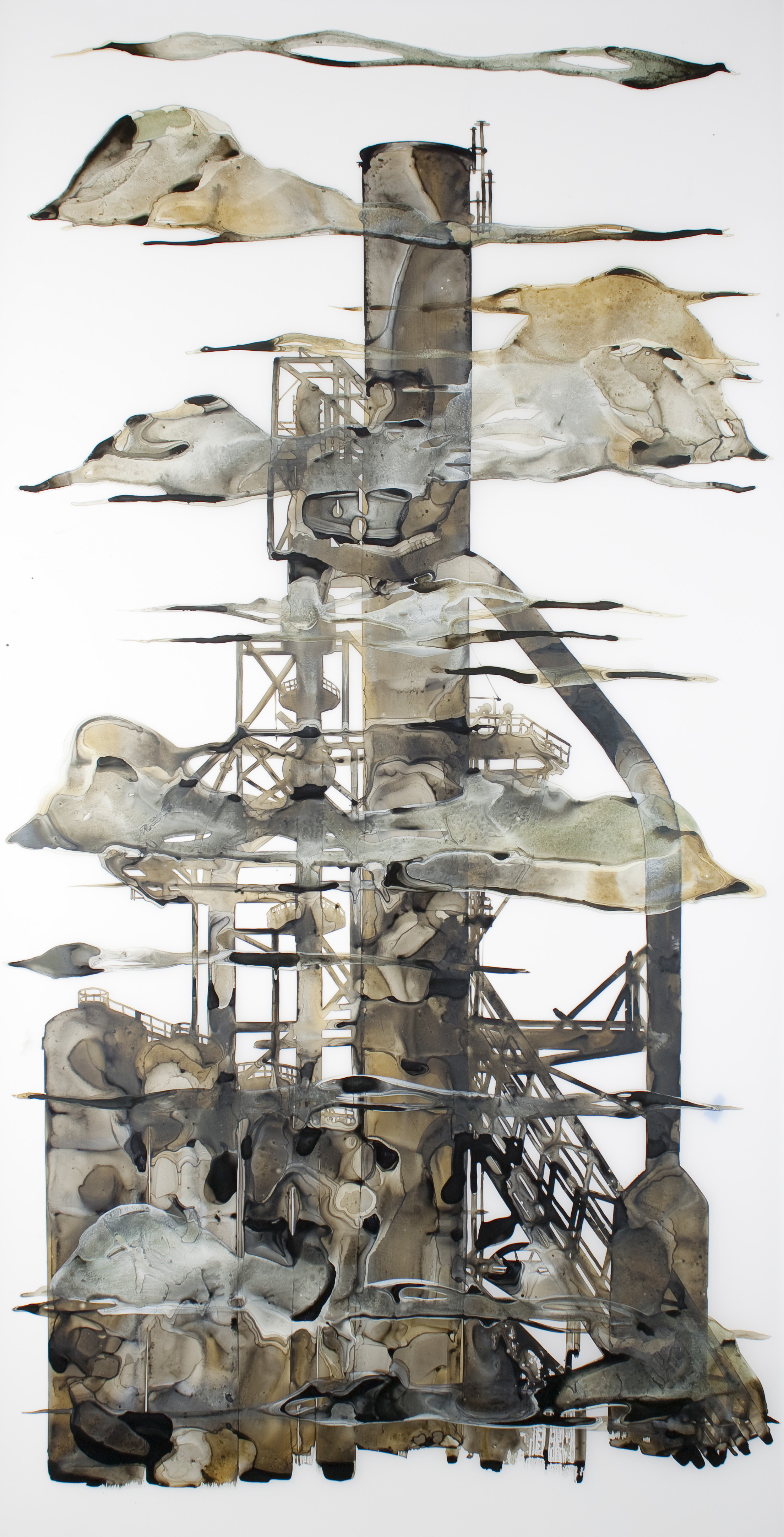 Kojo Moe, ink on polyester film, 84" x 40"