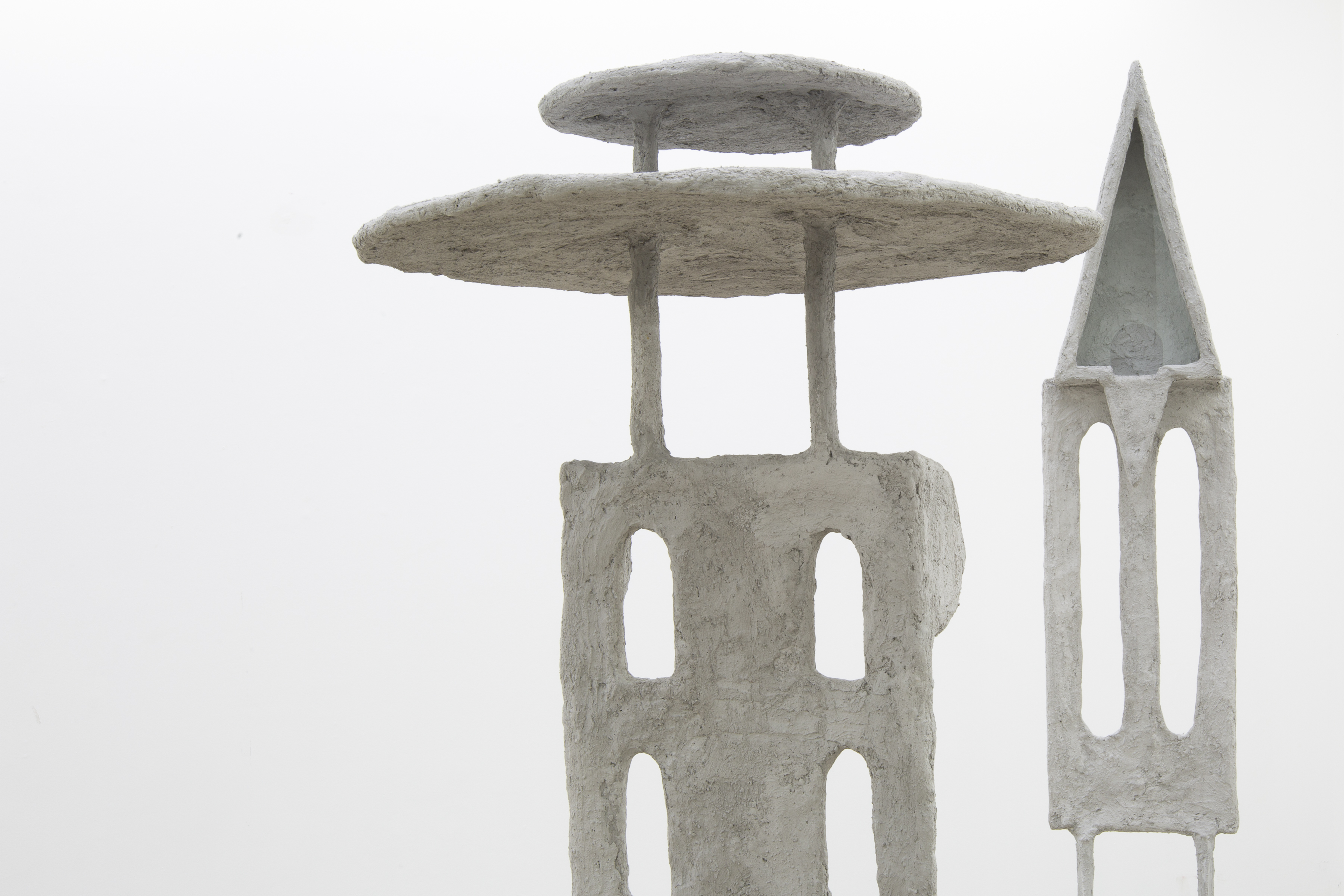 The Crowd (Part 2 - Edel Assanti Gallery), 2020, steel, plaster, burlap, sand, pigment, glass