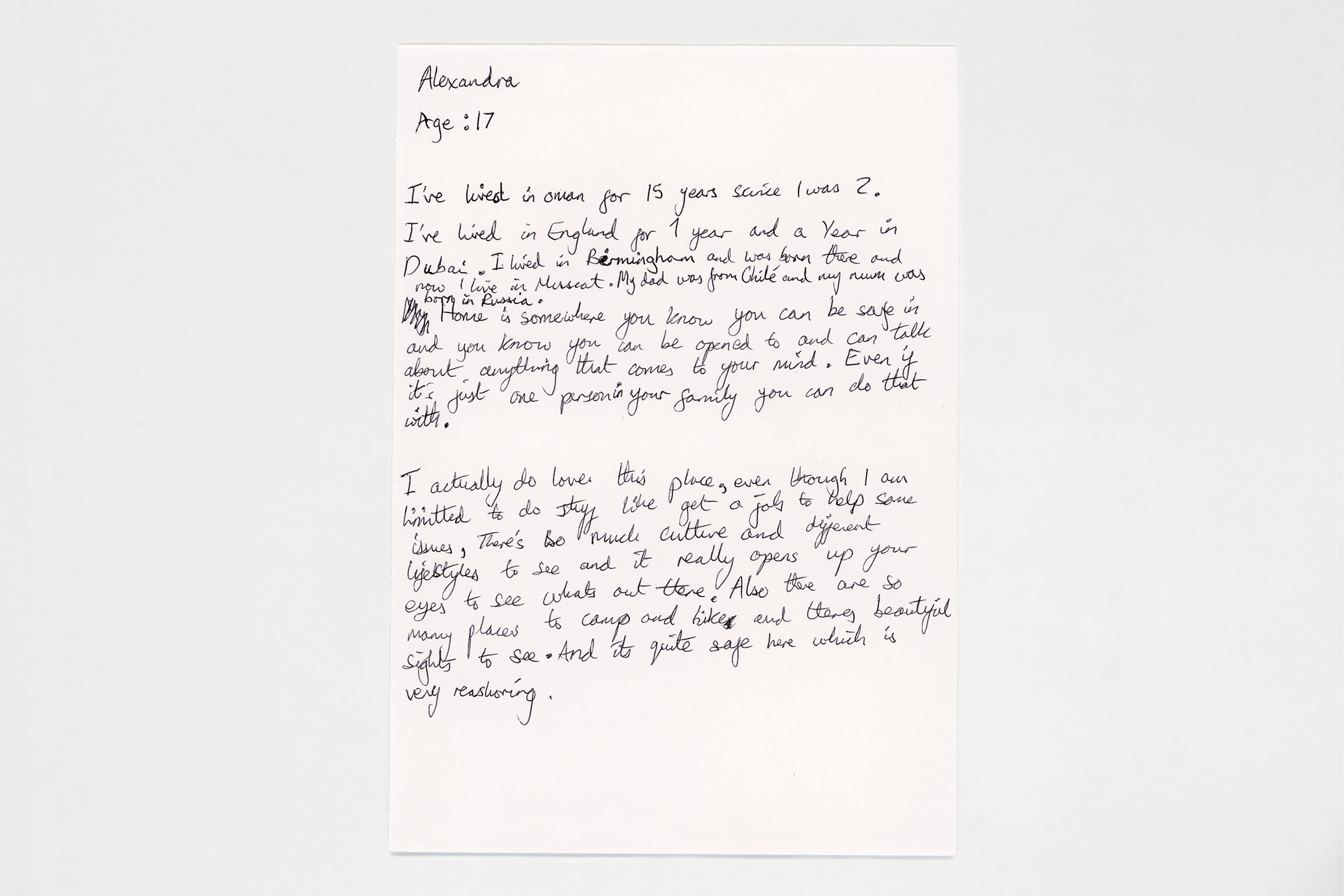 Alexandra. Scan of handwritten text, 2019.