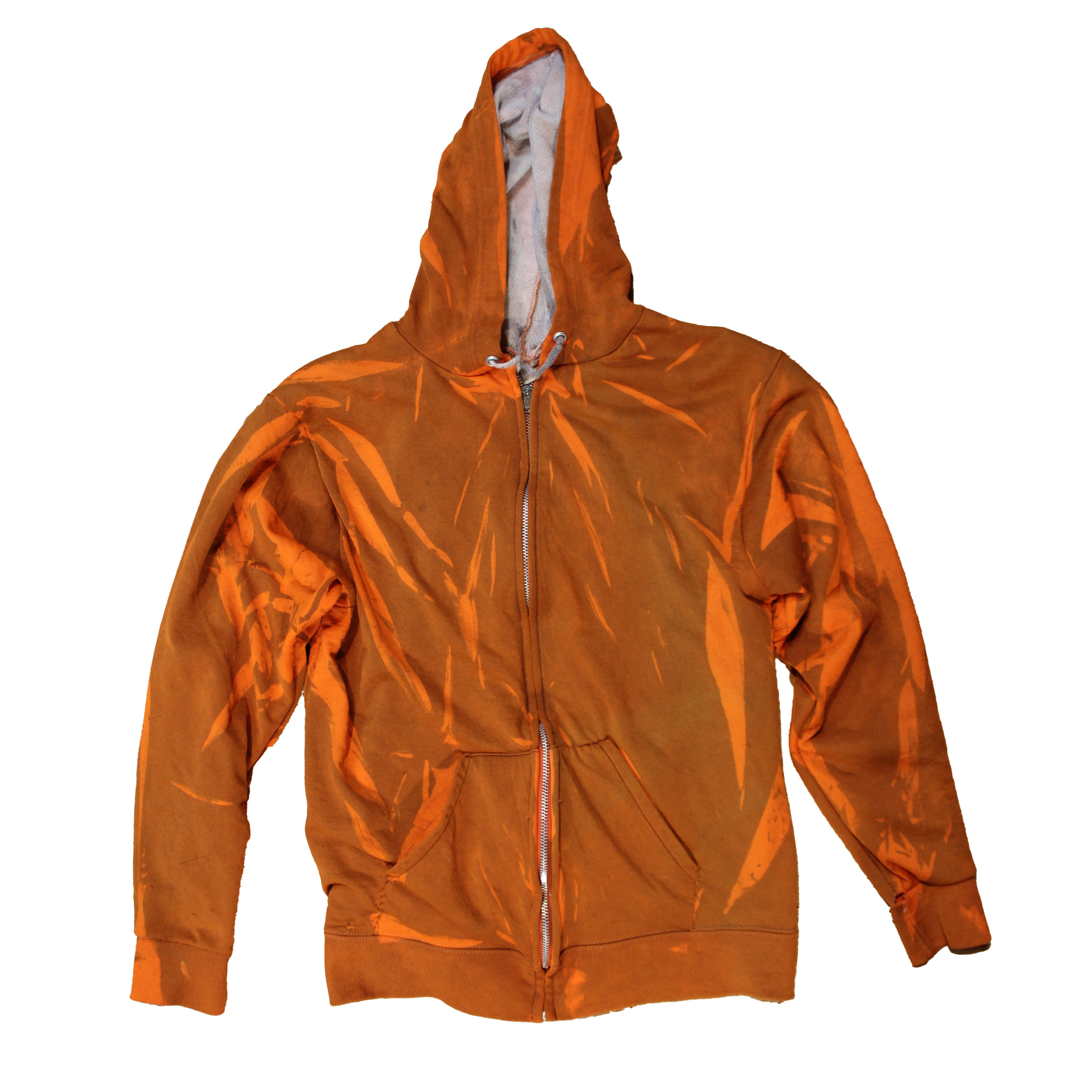 reclaimed vintage thermal lined hoodie allover printed with textile dye