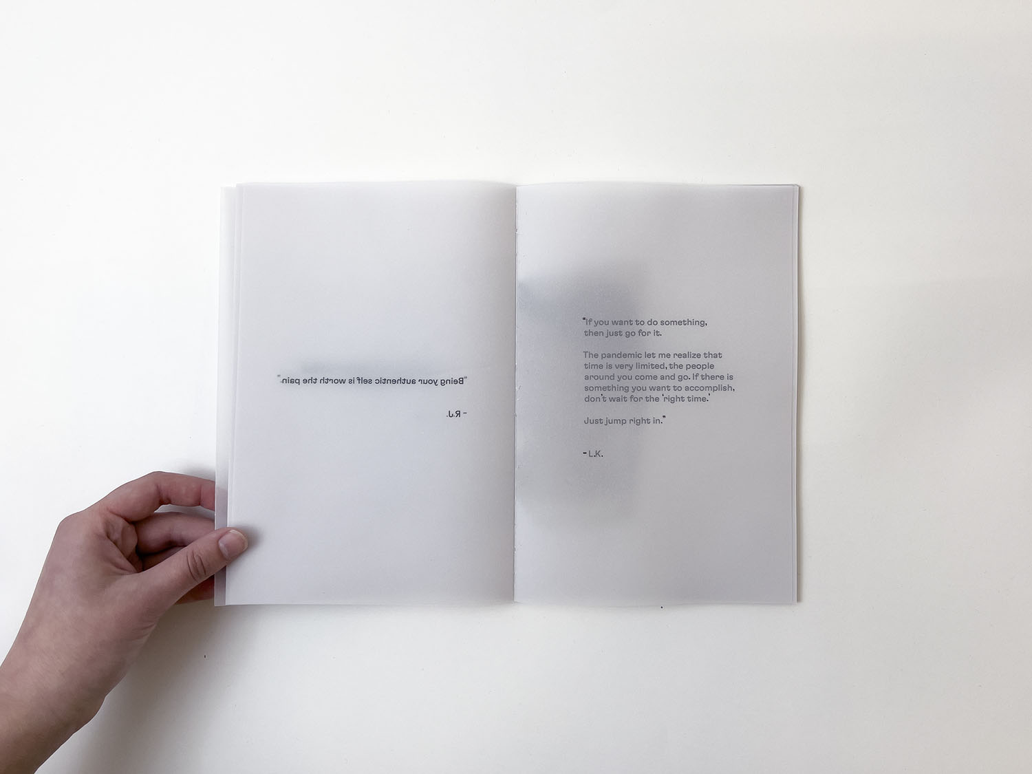 Punctuation Patterns (spread)Vellum, 5.9&rdquo; x 8.5&rdquo;, 2022