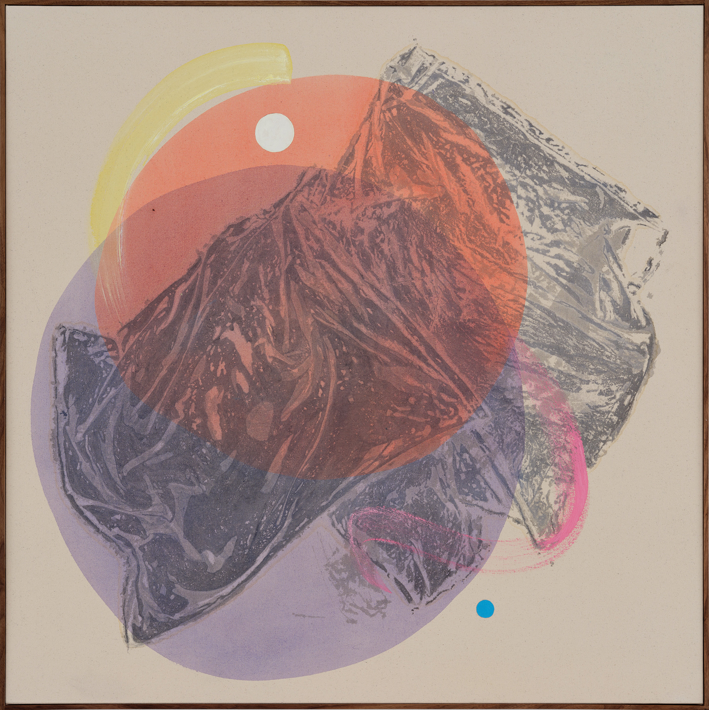 Trope, 2022, acrylics on canvas, walnut frame, 124 x 124 cm