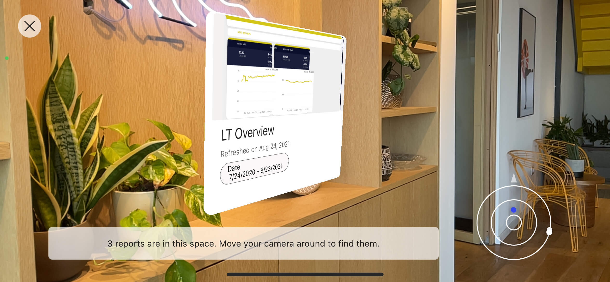 Data in Space, Power BI Mobile, report card in scanning view, 02.