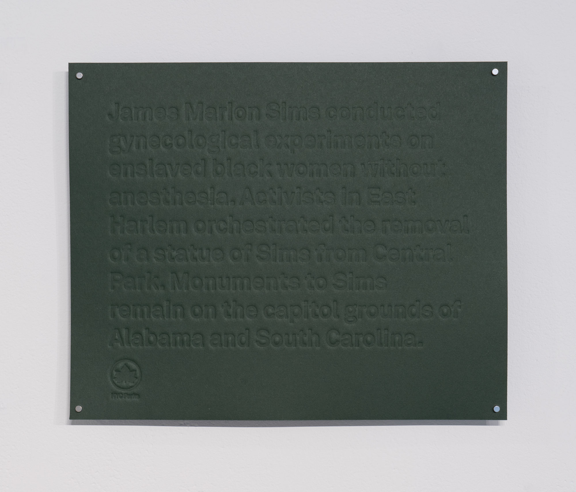 Placard, embossed paper