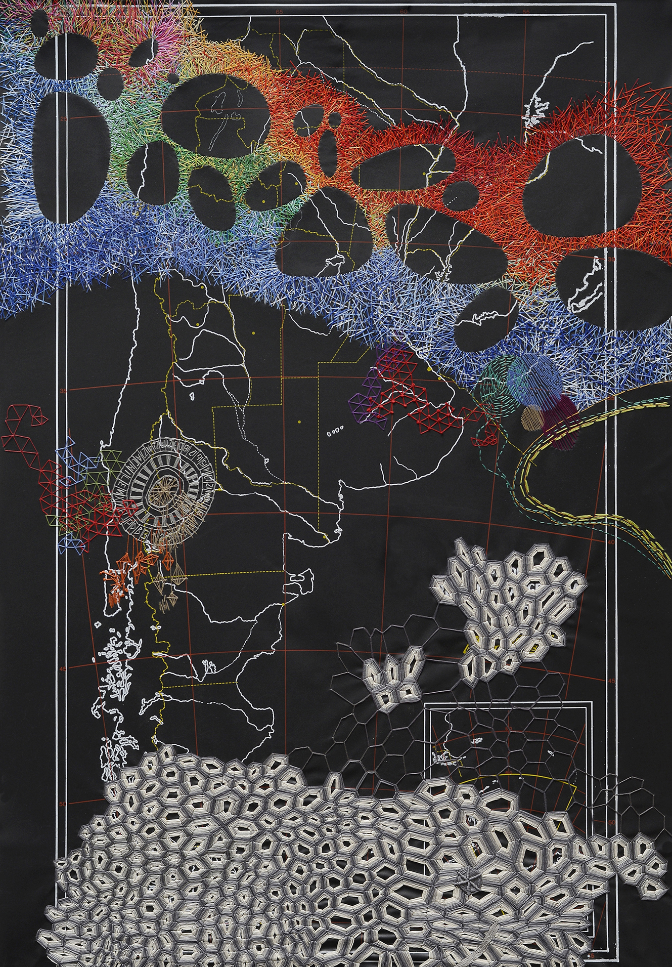 Argentina, 2014. Bordado sobre mapa, 133x93cm