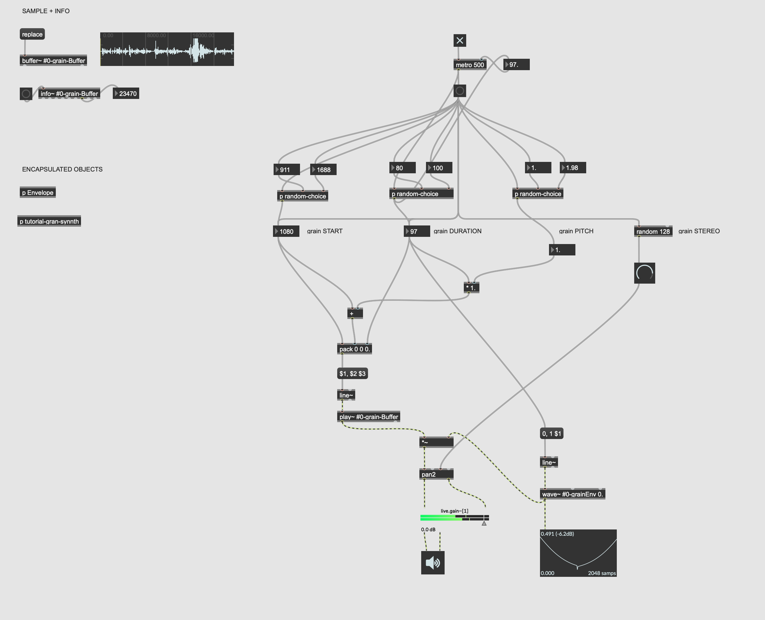 Granular synth patch in Max MSP