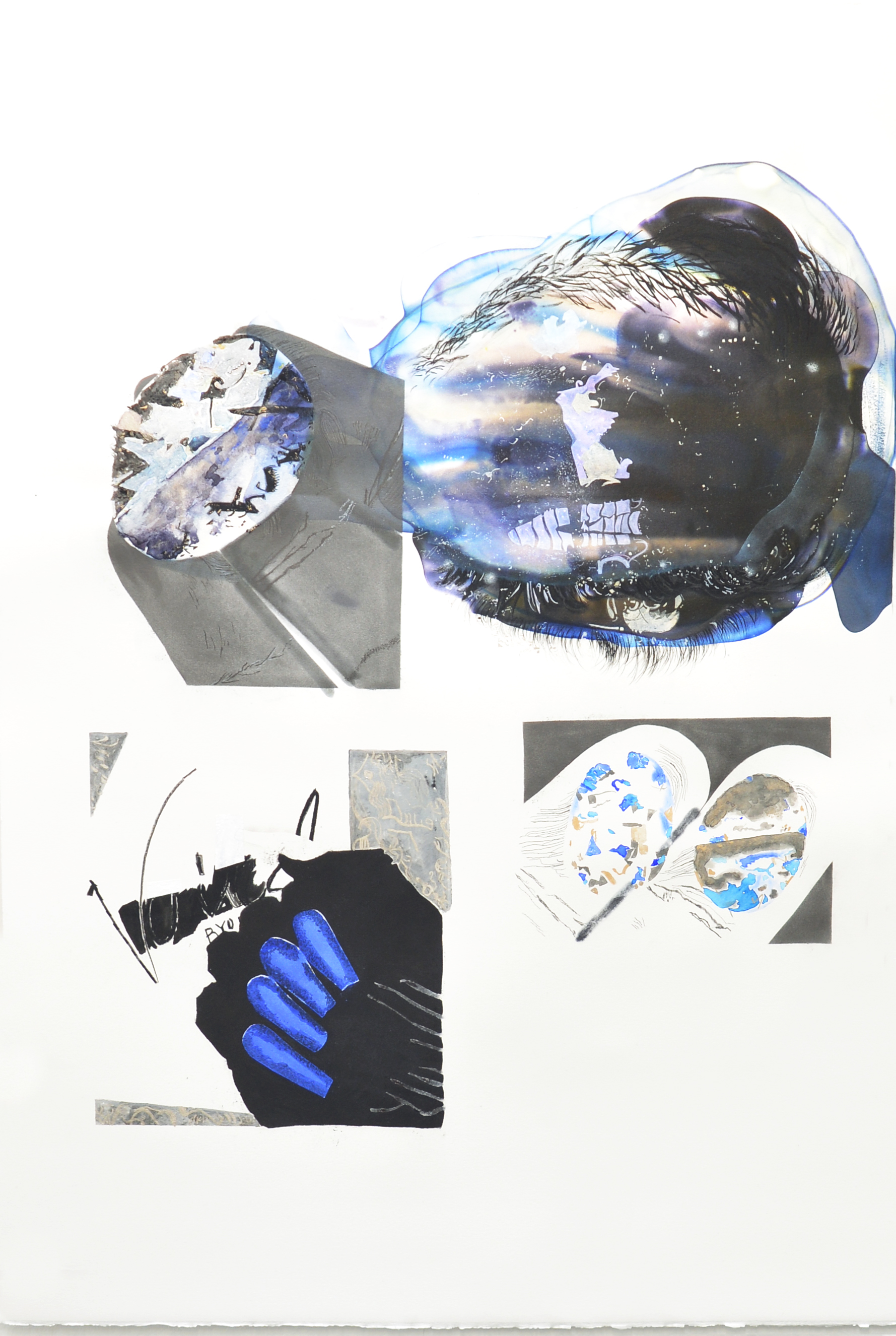 glimpse, pencil, ink, graphite, water color on paper, 120 x 85 cm, 2019