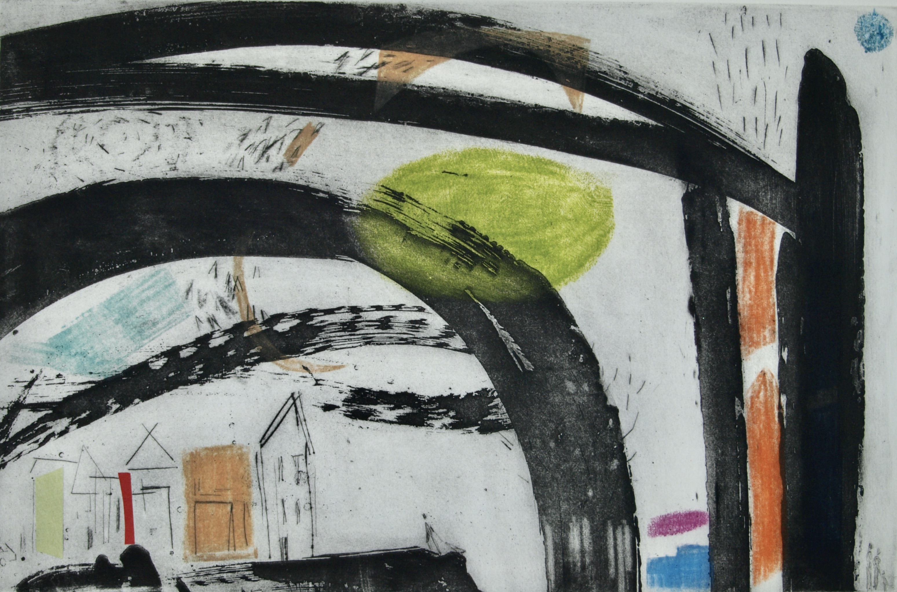 On the side of the park - Steel plate etching, chine-collé (44 x 56 cm)