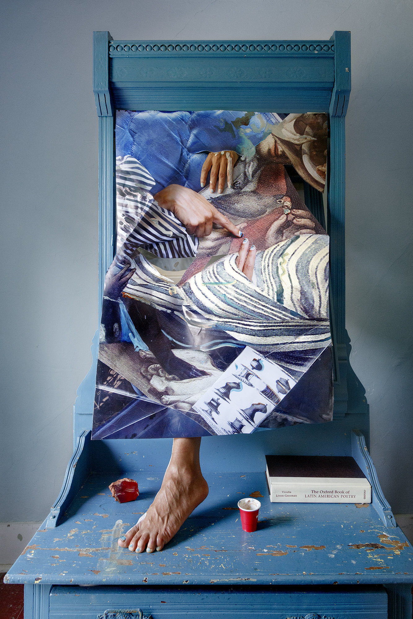 Stepping Out of the Narrative, 2018Rephotography, casta print, painting performance