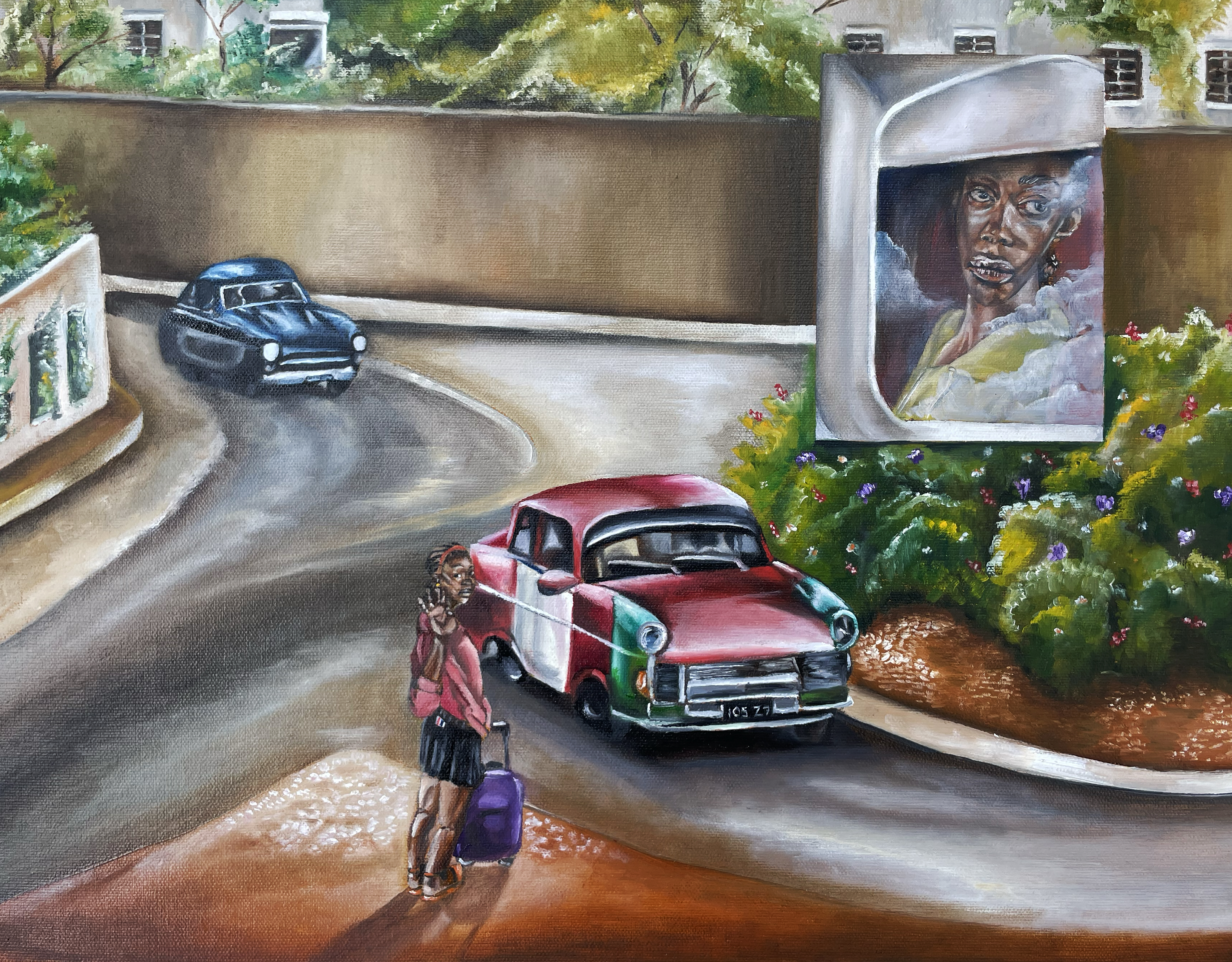 Untitled, 2023, oil on acid-free double primed wrap resistant recycled MDF board, 14" x 18" 