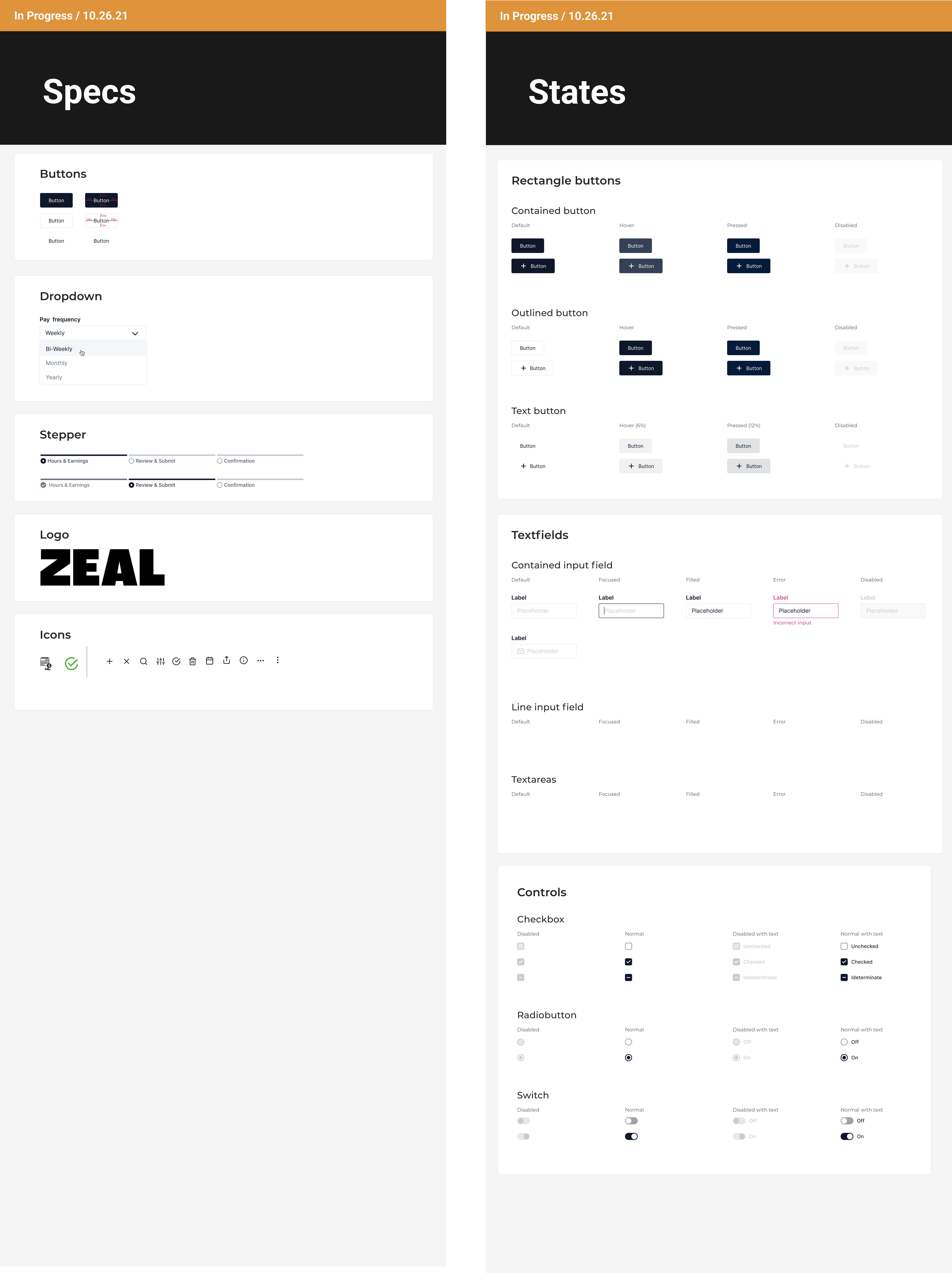 The extent of Zeal's original design system.